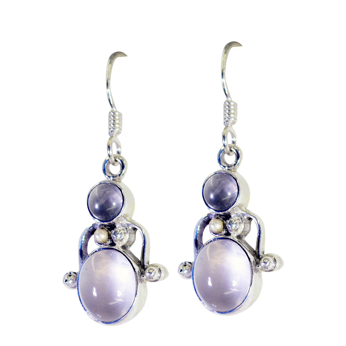 Rose Quartz Mexican Harper multiple Dangle Pink 925 Silver Earring