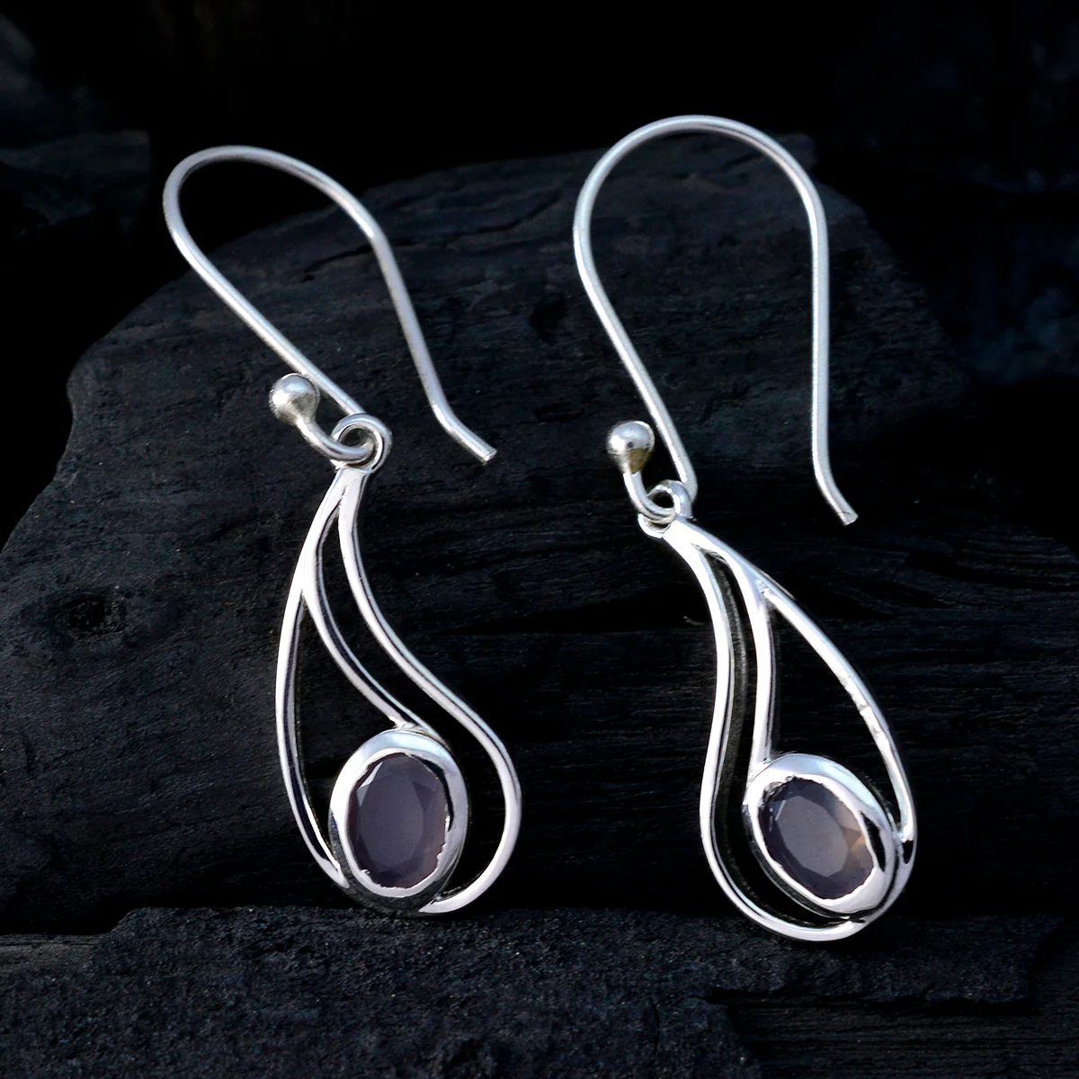 Rose Quartz Mexican Nova Solitaire Dangle Pink Sterling Silver Earring - Image 2