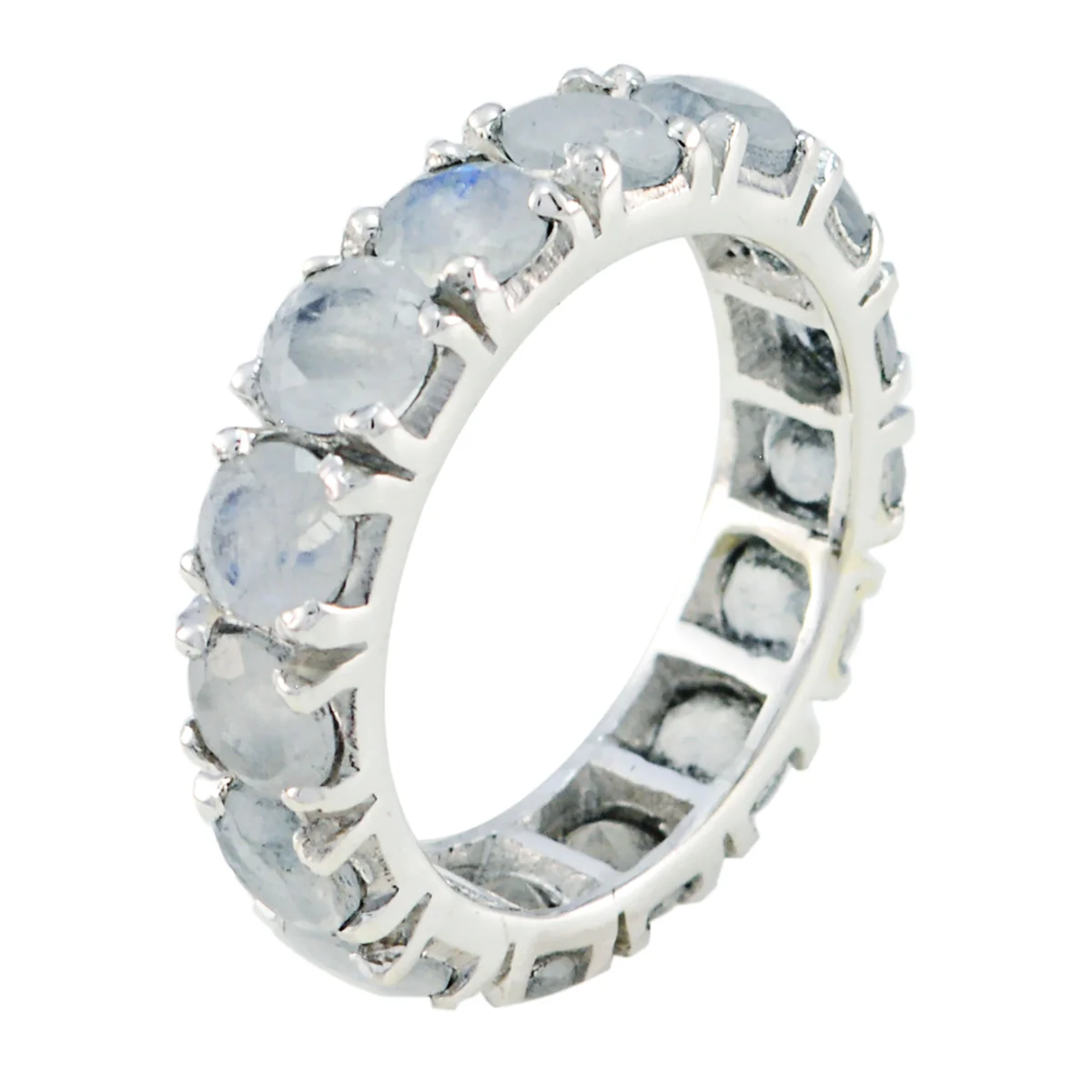 Rose Quartz multiple Japanese Silver Pink Gems Dainty Eternity Band Jewellery - Image 2