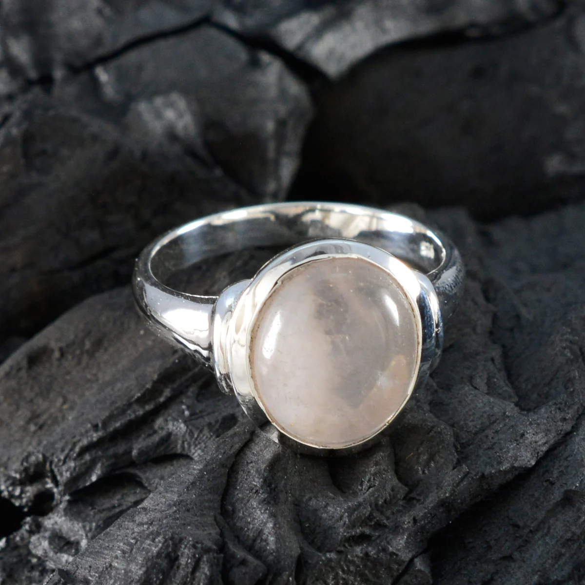 Rose Quartz Solitaire Egyptian 92.5 Silver Pink Gems Minimal Abstract Ring Jewelry - Image 4