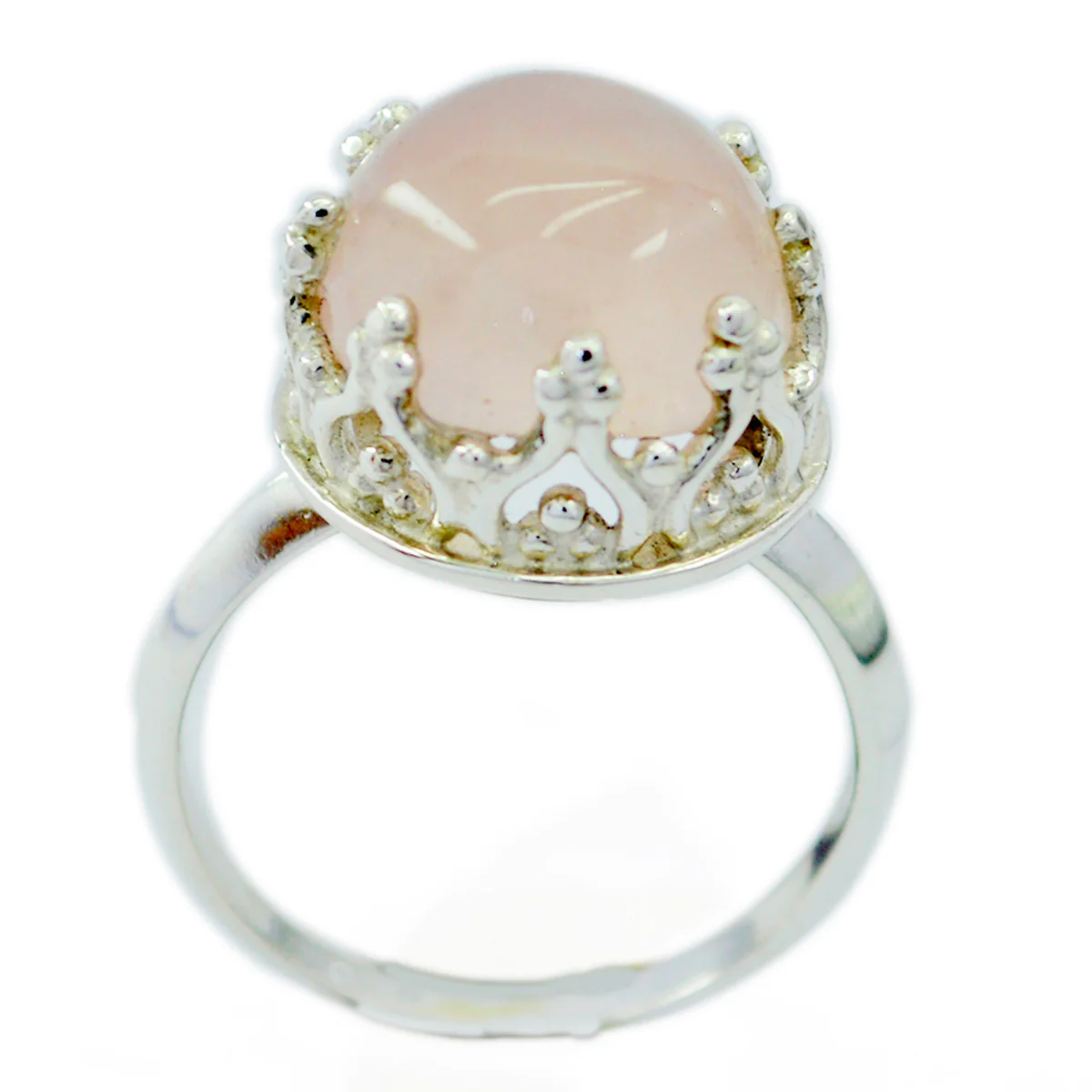 Rose Quartz Solitaire German 925 Silver Pink Gemstones Minimal Art Deco Ring Jewellery - Image 2