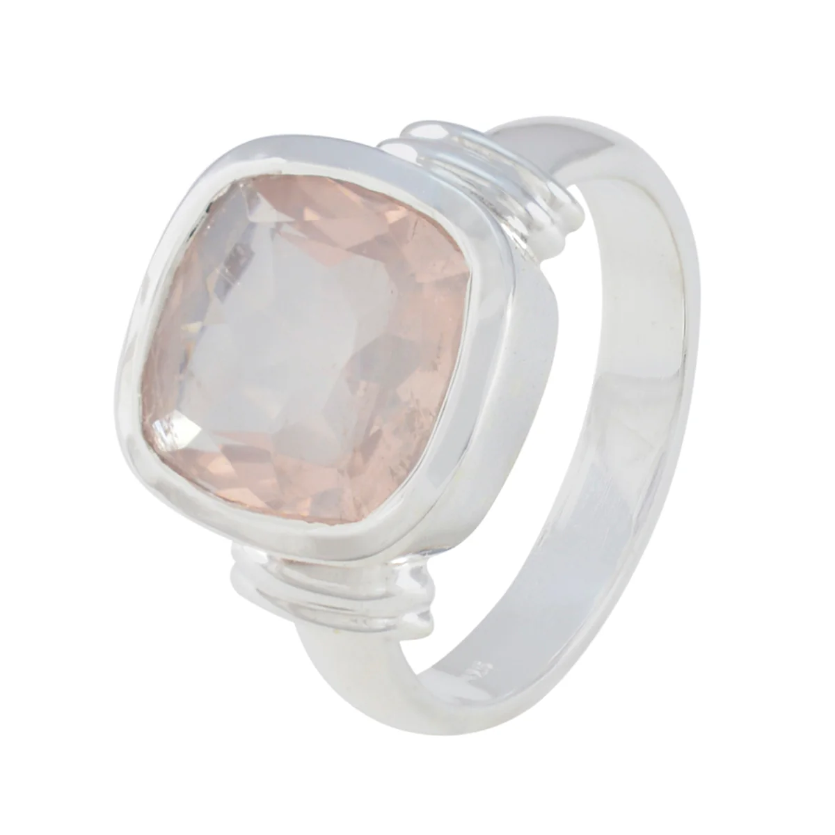 Rose Quartz Solitaire German Silver Pink Gemstones Eye-catching Contemporary Ring Jewellery - Image 2