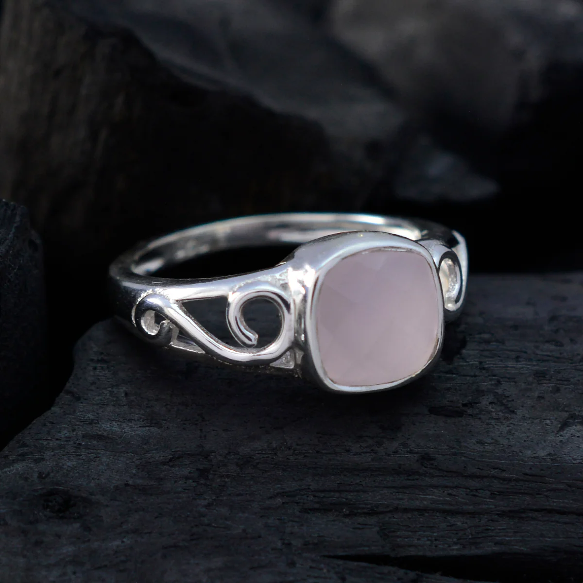 Rose Quartz Solitaire Korean 925 Sterling Silver Pink Gemstone Whisper-thin Luxurious Ring Jewellery - Image 4