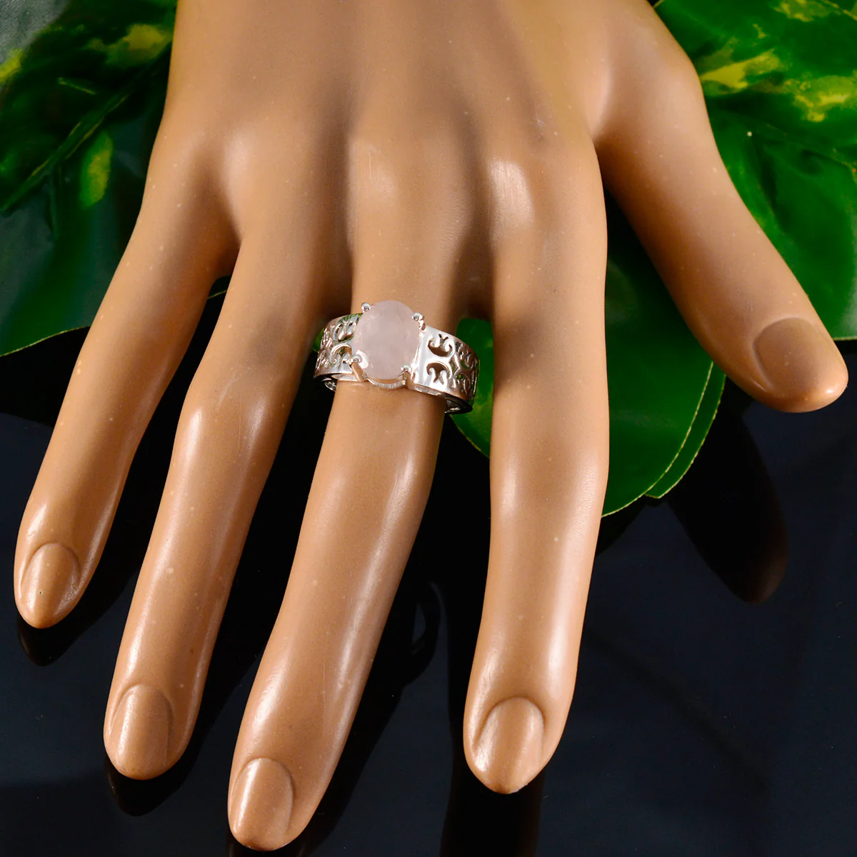 Rose Quartz Solitaire Mexican 925 Sterling Silver Pink Gemstones Whisper-thin Filigree Ring Jewelry - Image 6