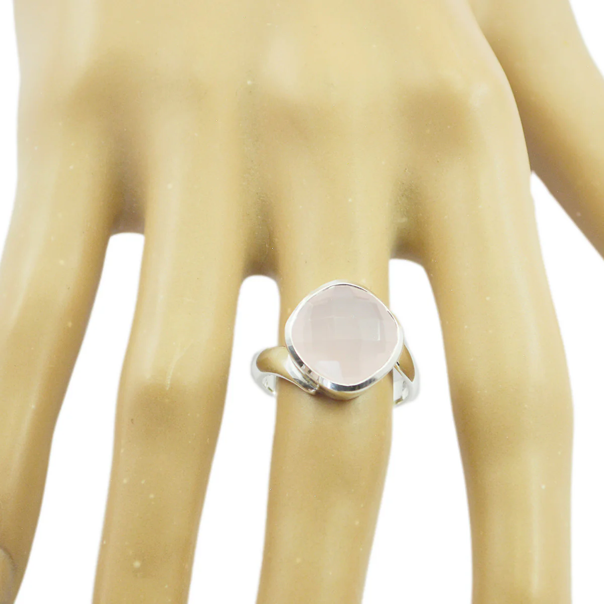 Rose Quartz Solitaire Russian 92.5 Silver Pink Gems Minimal Sophisticated Ring Jewellery - Image 2