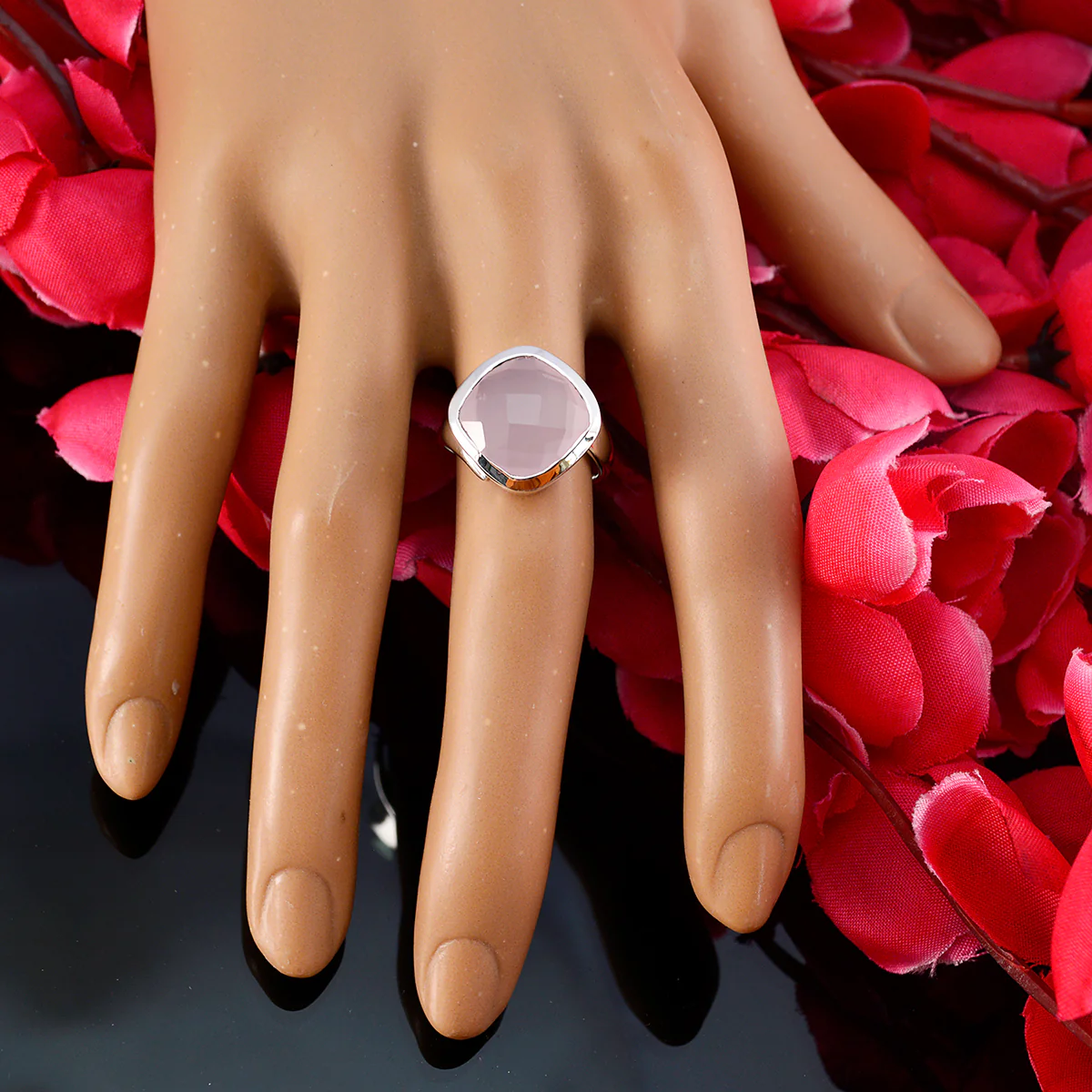 Rose Quartz Solitaire Russian 92.5 Silver Pink Gems Minimal Sophisticated Ring Jewellery - Image 6
