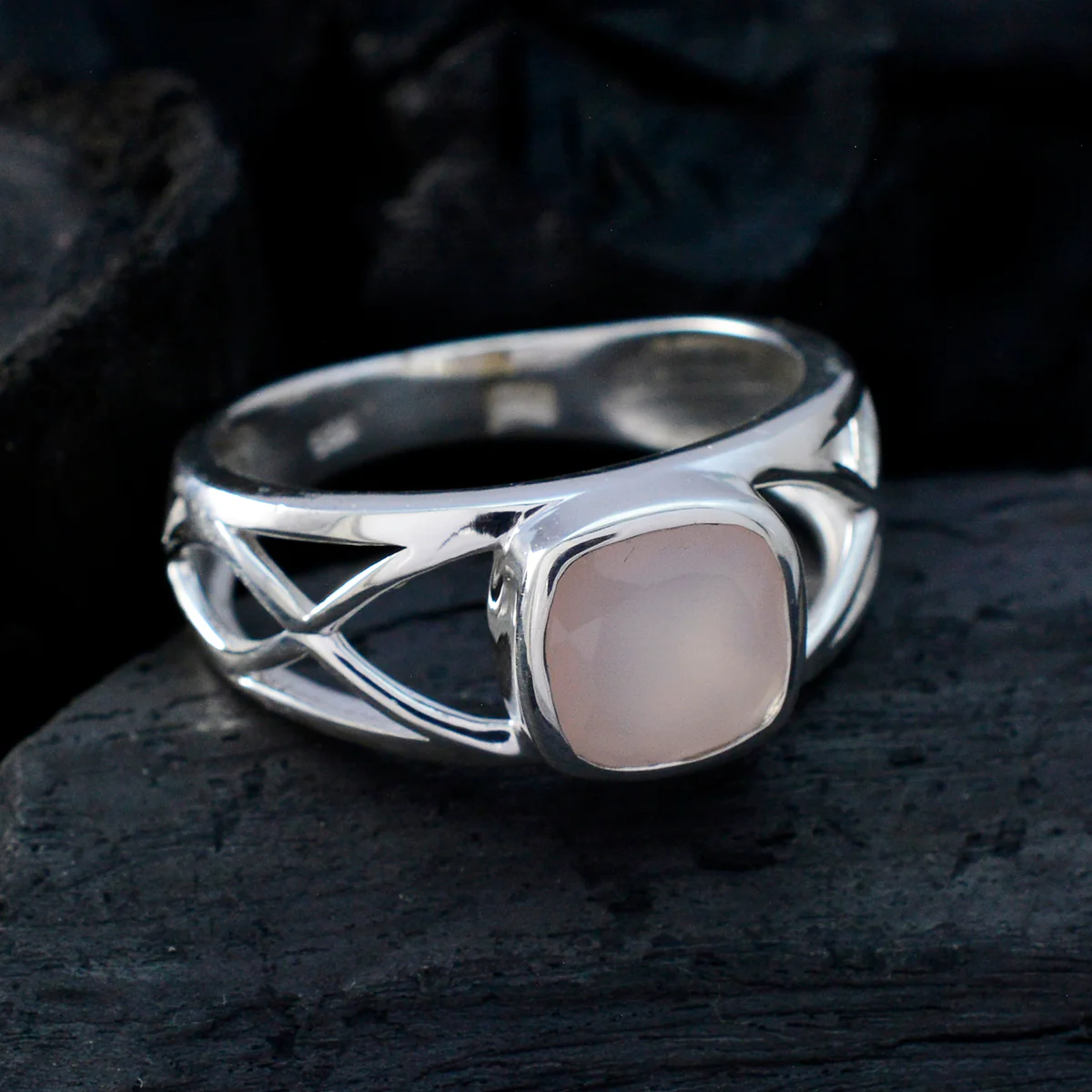 Rose Quartz Solitaire Russian Silver Pink Gemstones Tiny Fairytale Ring Jewellery - Image 4