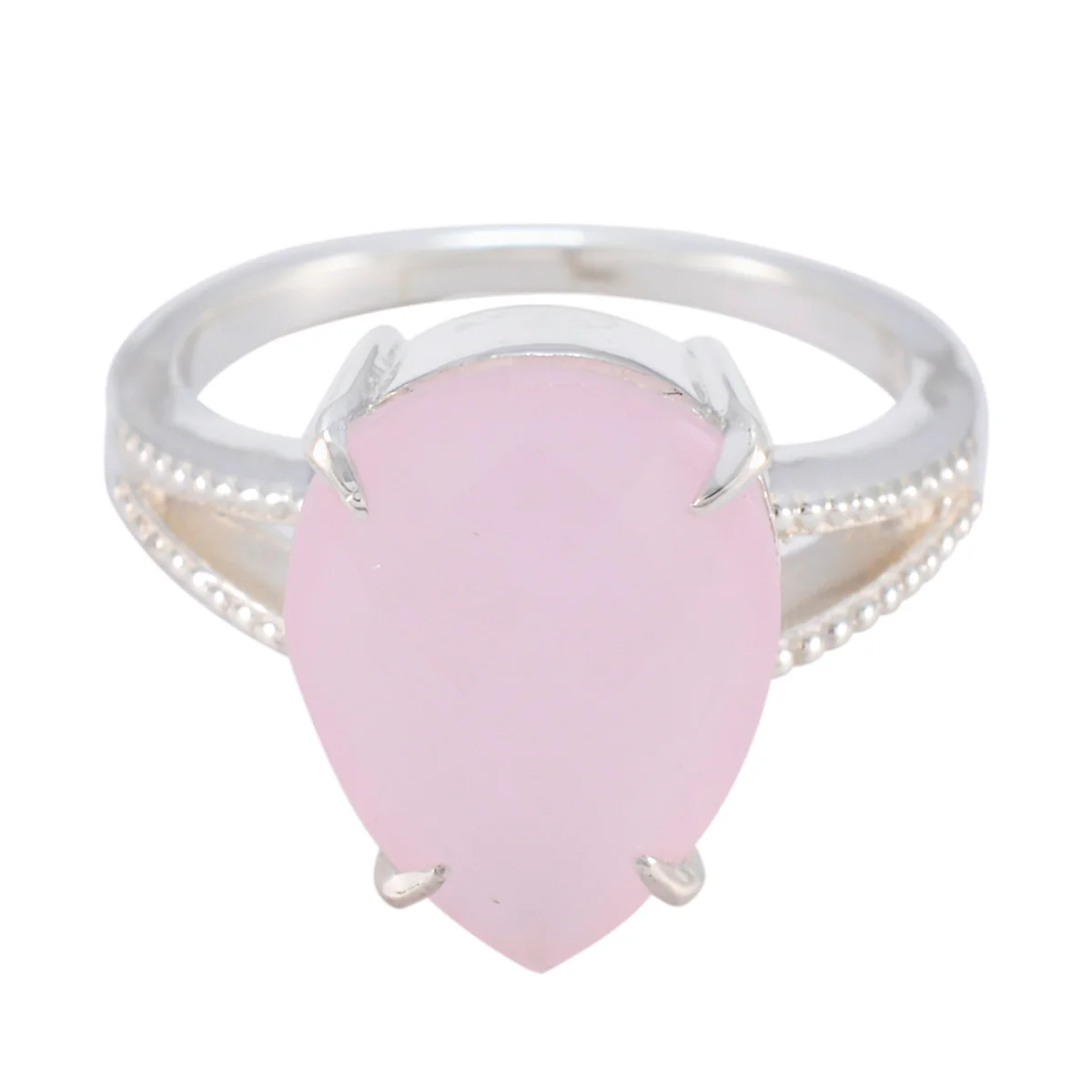 Rose Quartz Solitaire Russian Sterling Silver Pink Gems Eye-catching Engagement Ring Jewelry