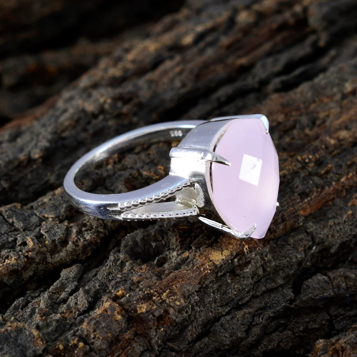 Rose Quartz Solitaire Russian Sterling Silver Pink Gems Eye-catching Engagement Ring Jewelry - Image 3