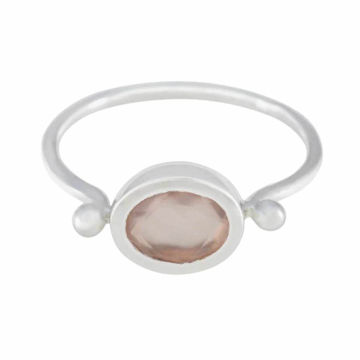 Rose Quartz Solitaire Turkish 92.5 Silver Pink Gems Dainty Abstract Ring Jewellery