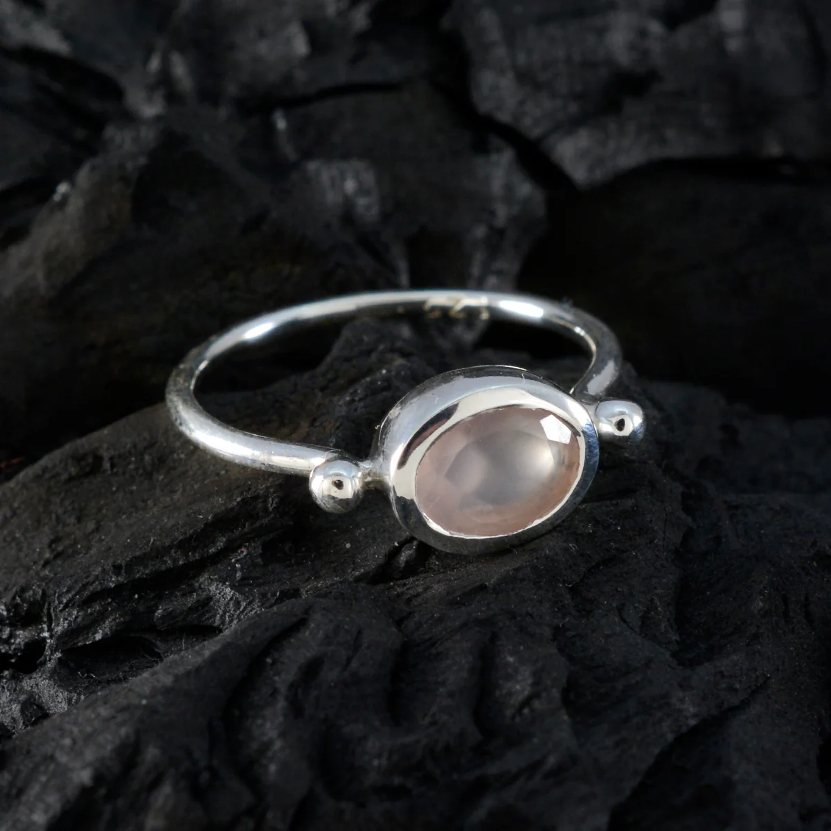 Rose Quartz Solitaire Turkish 92.5 Silver Pink Gems Dainty Abstract Ring Jewellery - Image 4