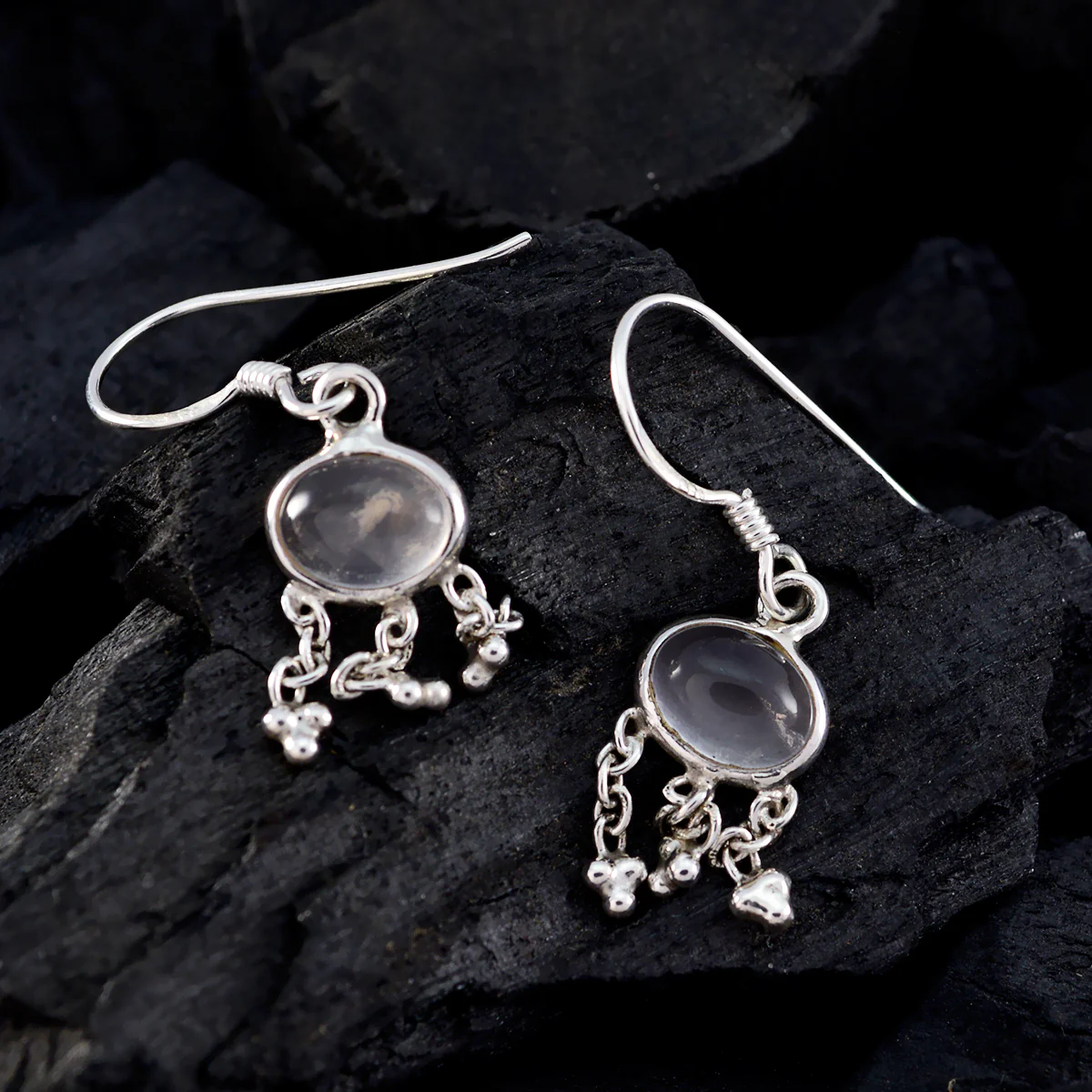 Rose Quartz Spanish Autumn multiple Dangle Pink Silver Earring - Image 2