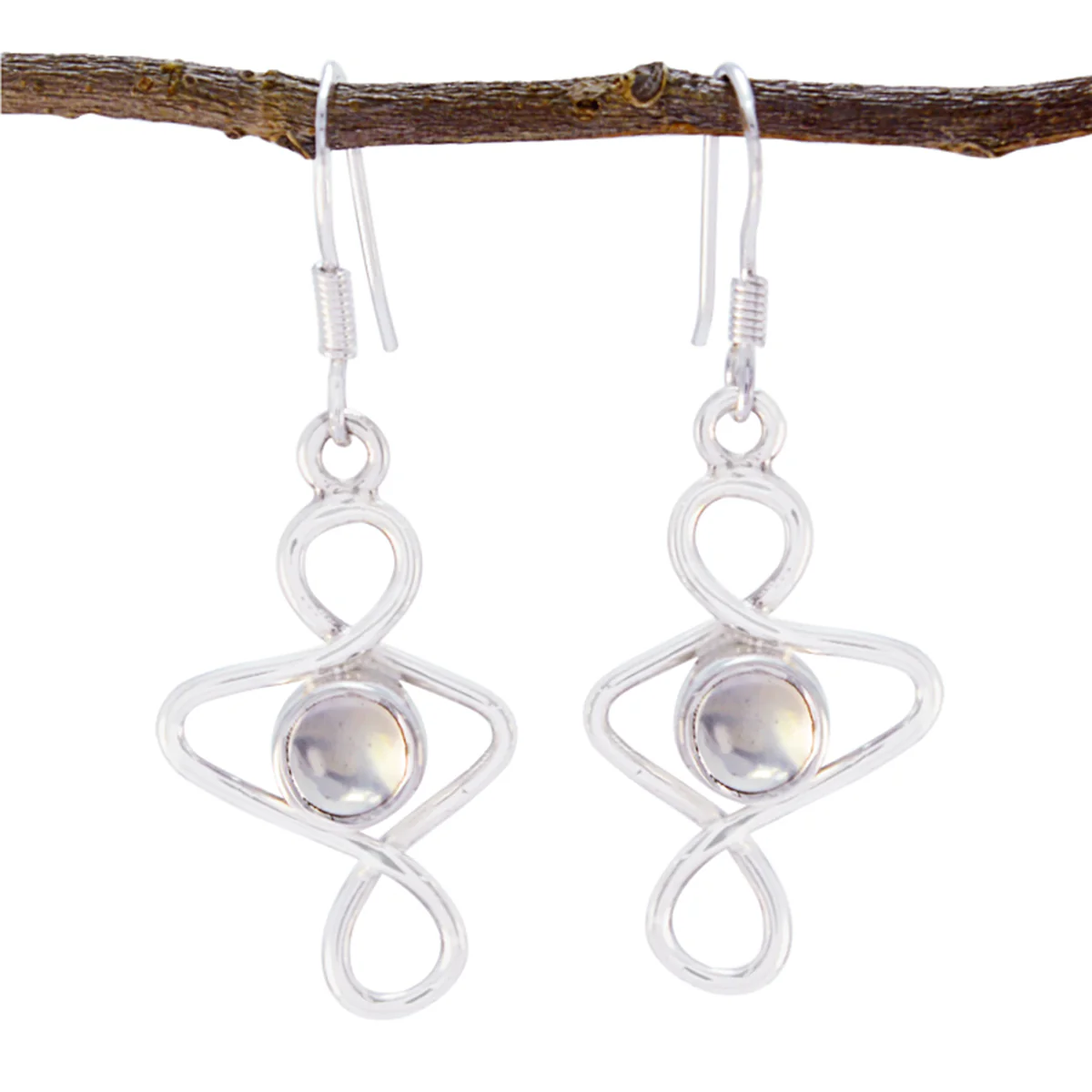 Rose Quartz Turkish Emma Solitaire Dangle Pink 92.5 Silver Earring