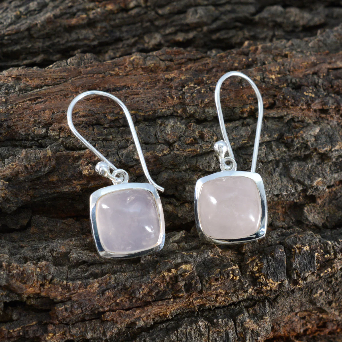 Rose Quartz Turkish Li Lee Solitaire Dangle Pink 92.5 Silver Earring - Image 3