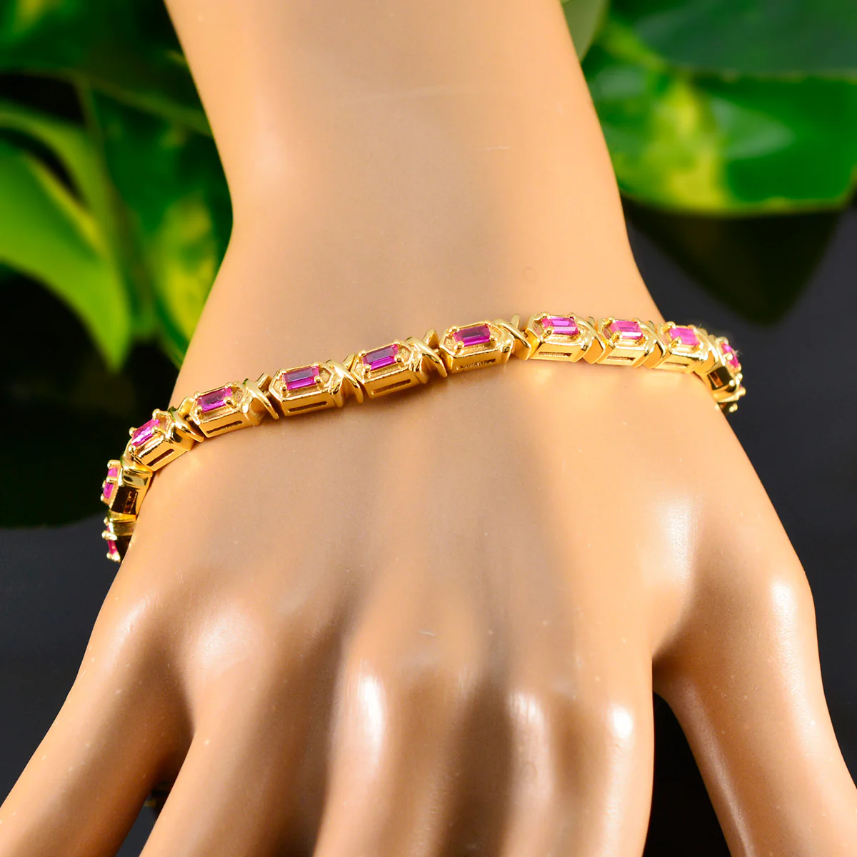 Ruby CZ Ascension Day Eye-catching Red 925 Silver Tennis Bracelet - Image 4