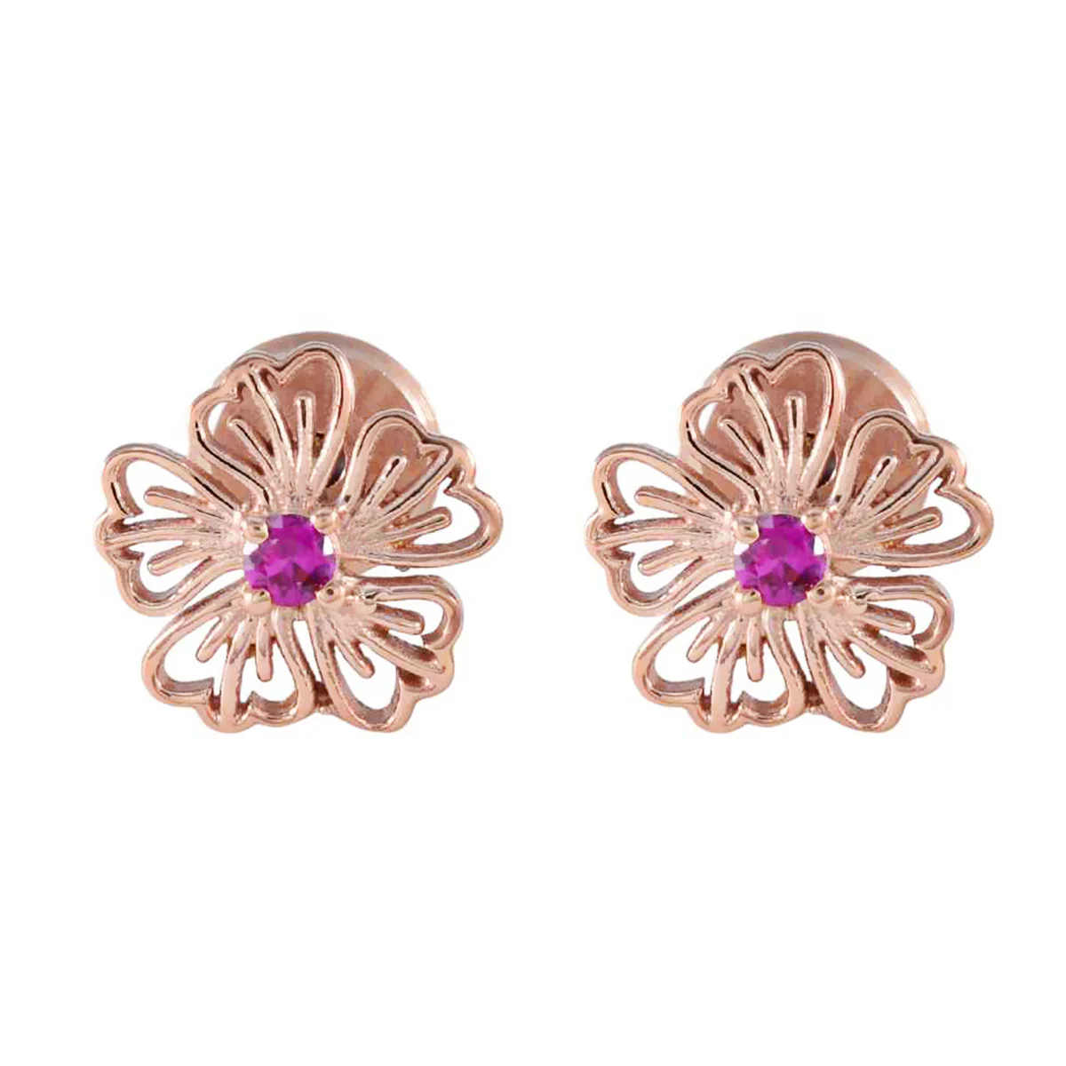 Ruby CZ French Bianca Solitaire Stud Red 925 Sterling Silver Earring
