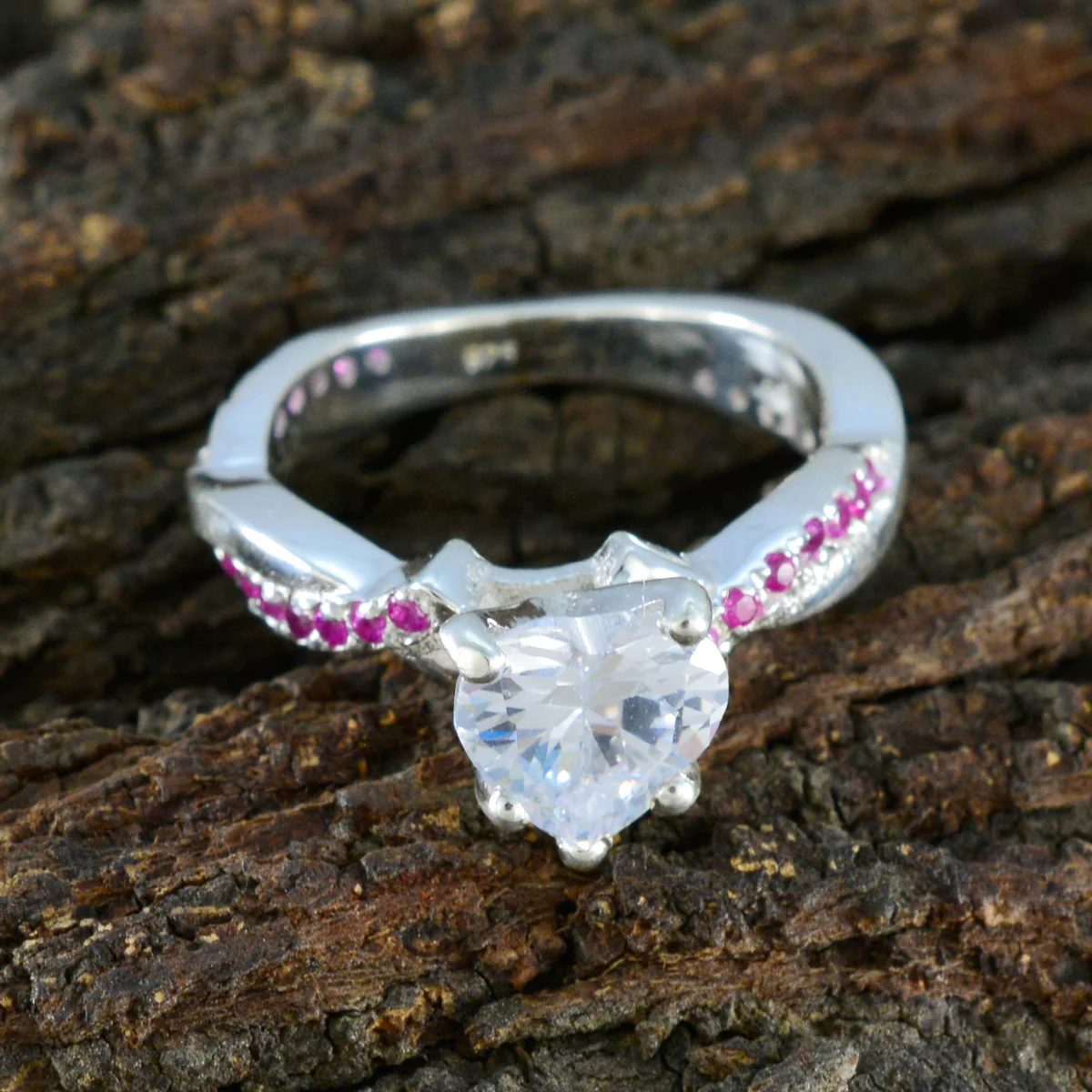 Ruby CZ Halo French 92.5 Silver Red Gemstone Featherlight Glamorous Ring Jewelry - Image 3