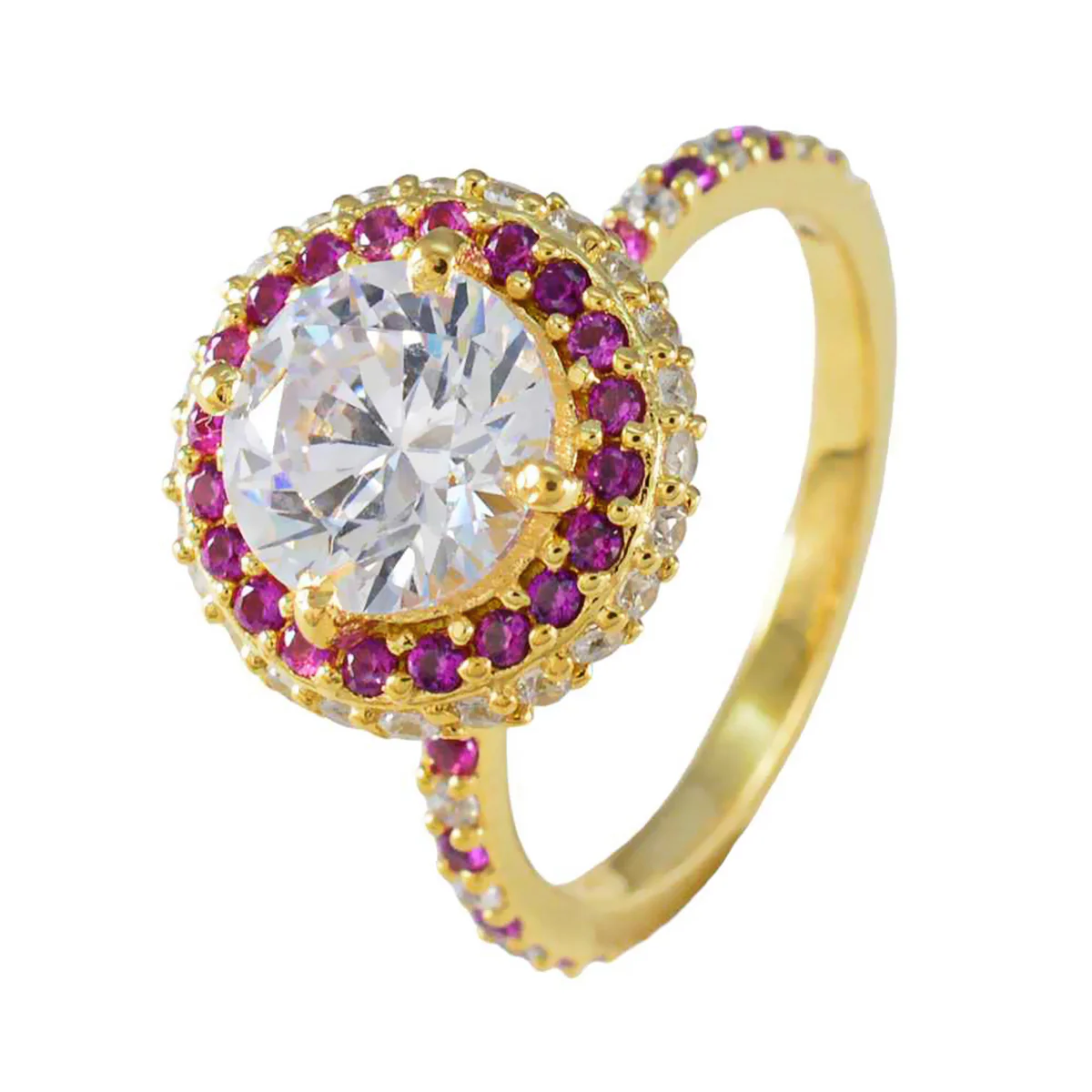 Ruby CZ Halo Indian 925 Silver Red Gemstone Whisper-thin propsel Ring Jewelry - Image 2
