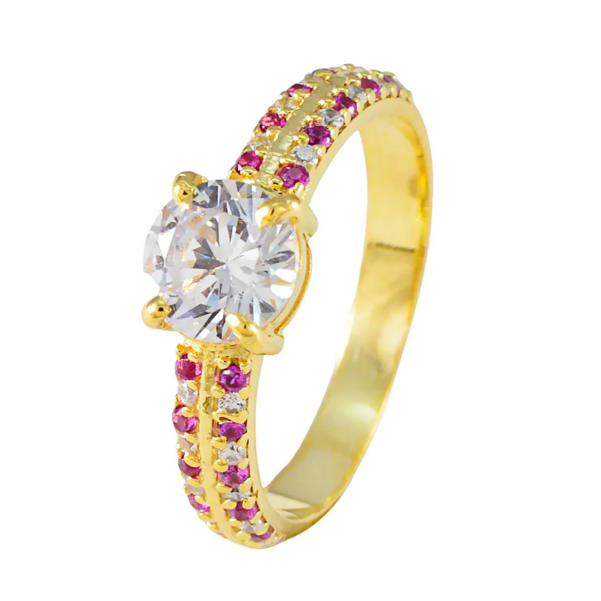 Ruby CZ Halo Korean 925 Sterling Silver Red Gemstones Delicate Contemporary Ring Jewelry - Image 2