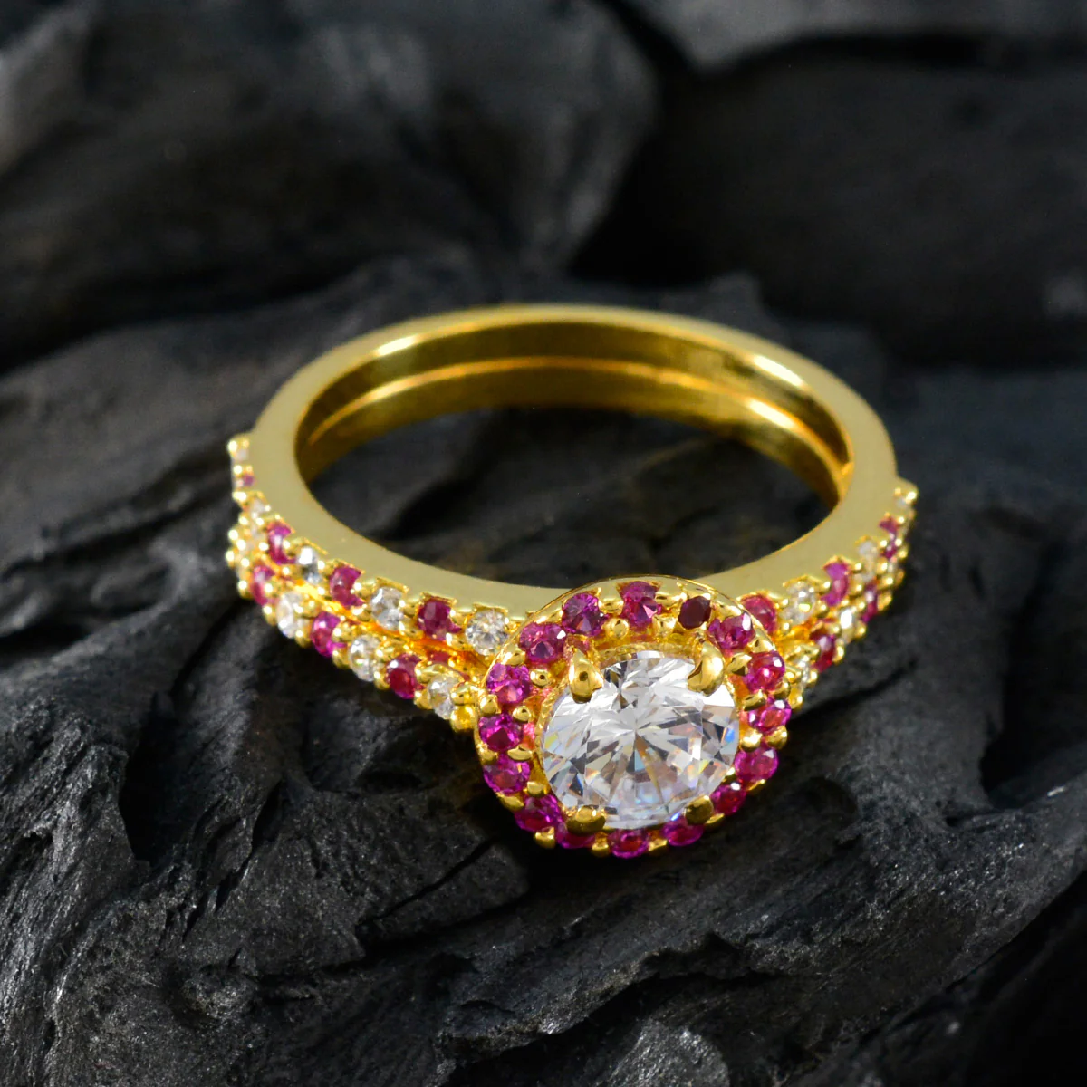 Ruby CZ Halo Korean Silver Red Gemstones Whisper-thin Romantic Ring Jewelry - Image 4