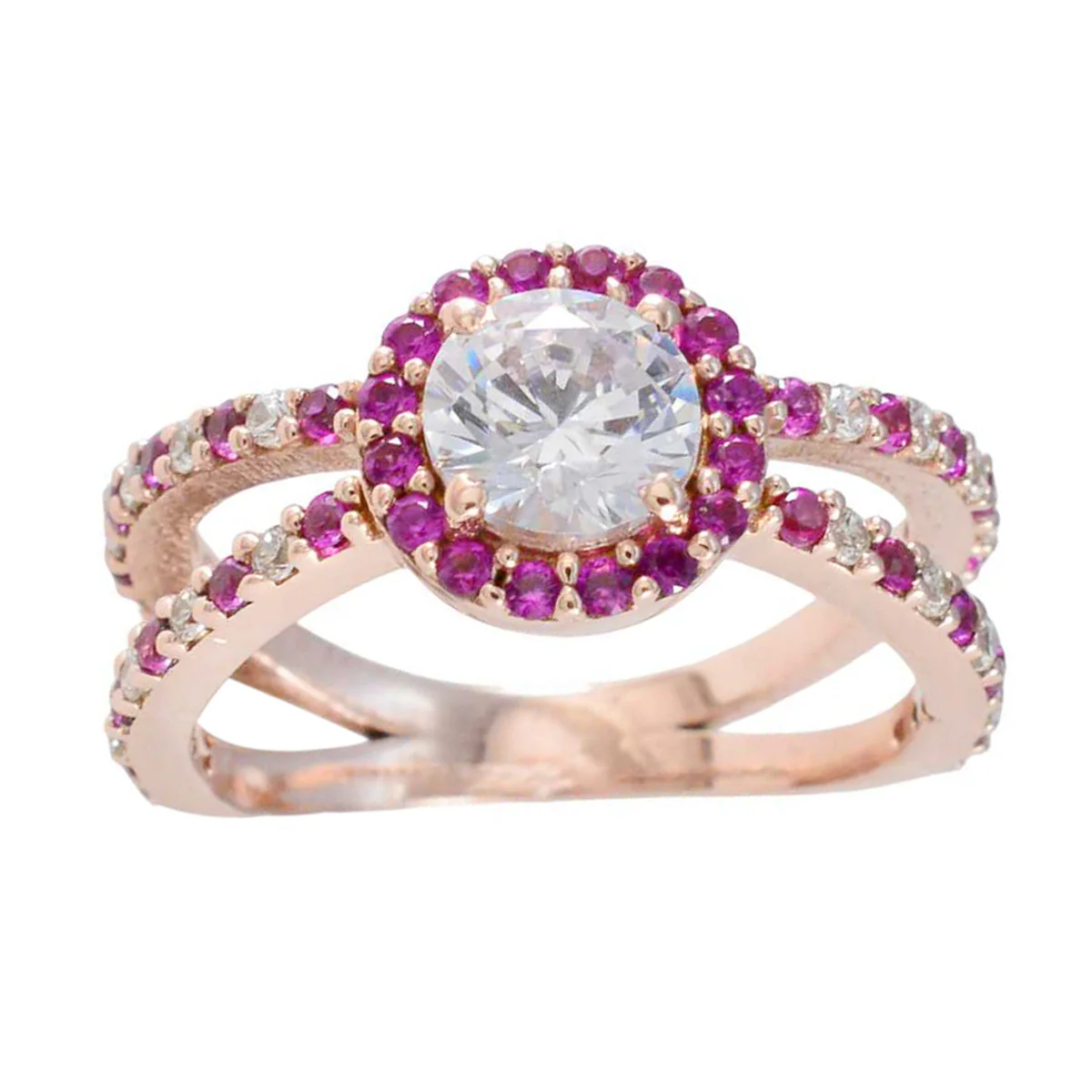 Ruby CZ Halo Korean Sterling Silver Red Gemstone Slim Promise Ring Jewelry - Image 3