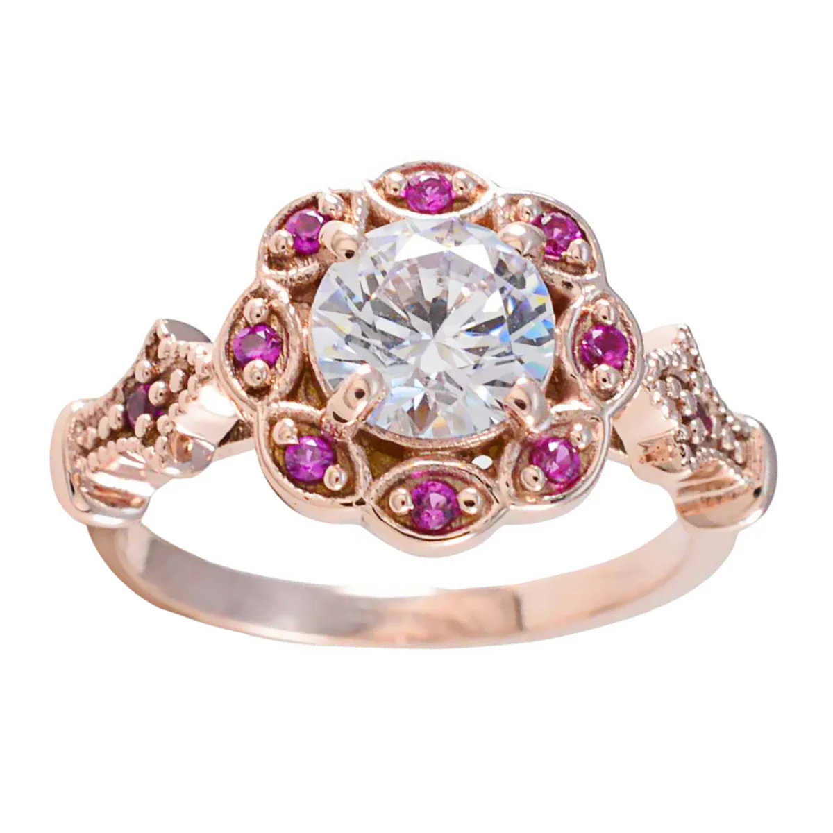 Ruby CZ Halo Latin American Sterling Silver Red Gemstone Whisper-thin Engagement Ring Jewellery - Image 3