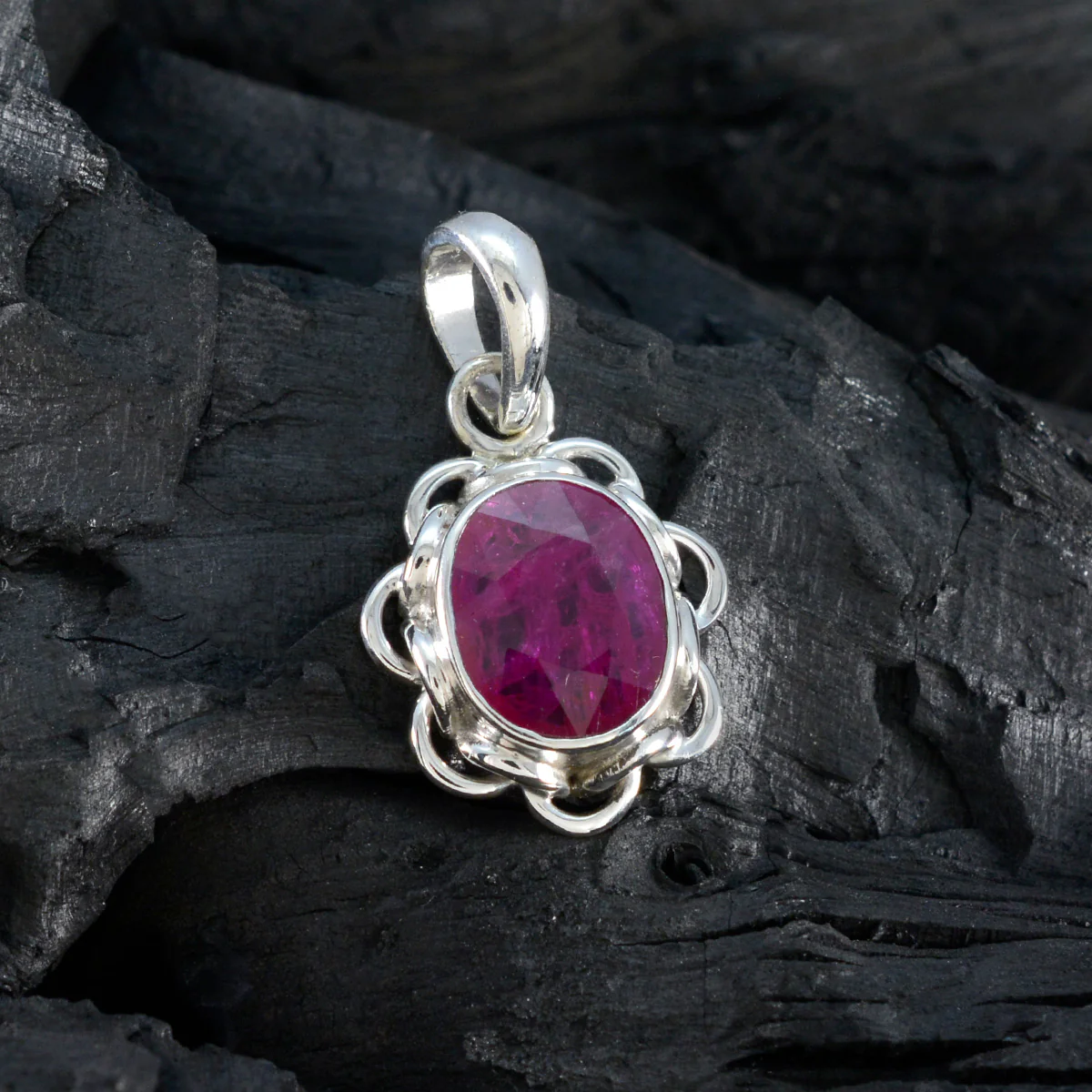 Ruby Delicate Russian Sterling Silver Solitaire Yasmine Rope-Wire Red Pendant Jewellery - Image 4