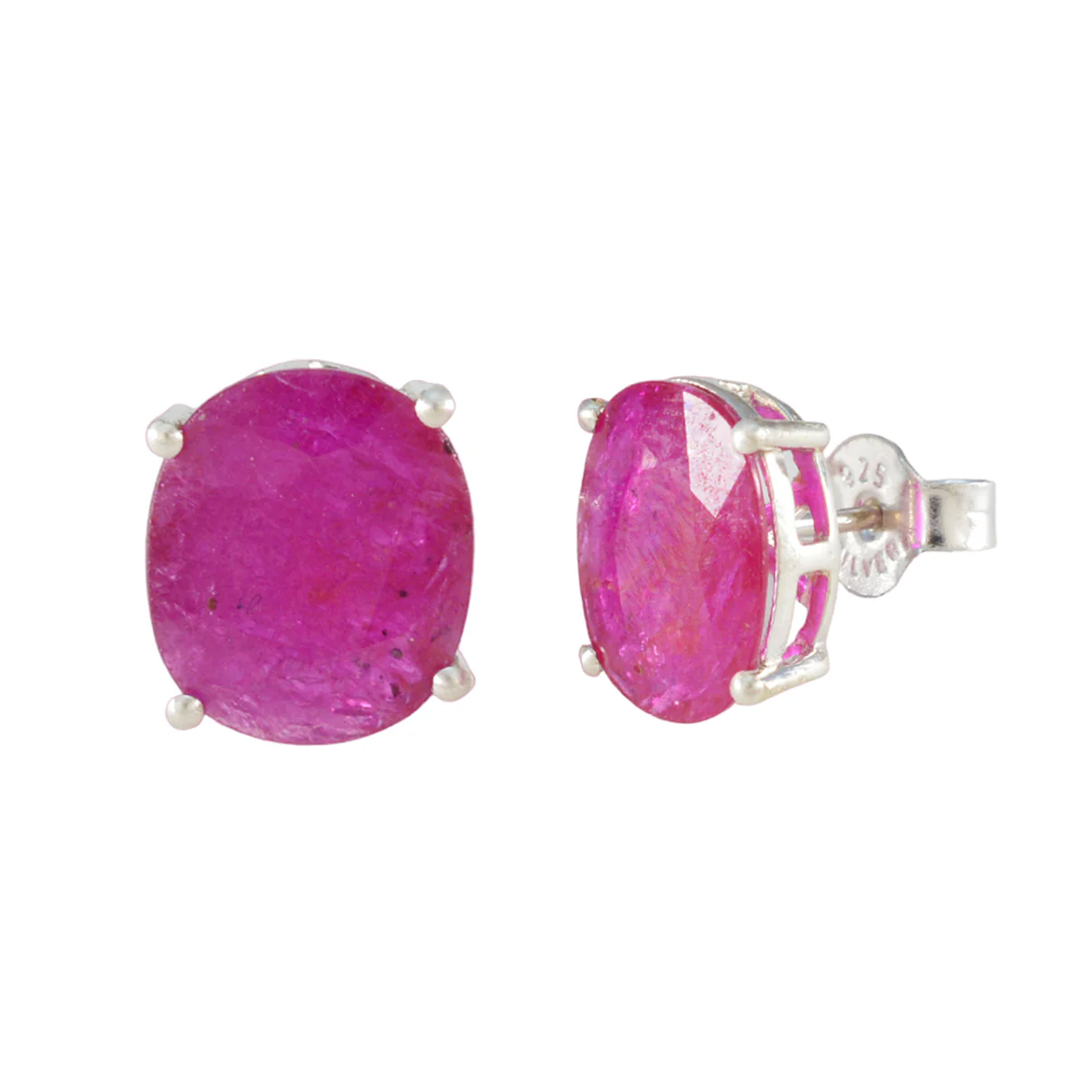 Ruby Egyptian Rosa Solitaire Stud Red 92.5 Silver Earring