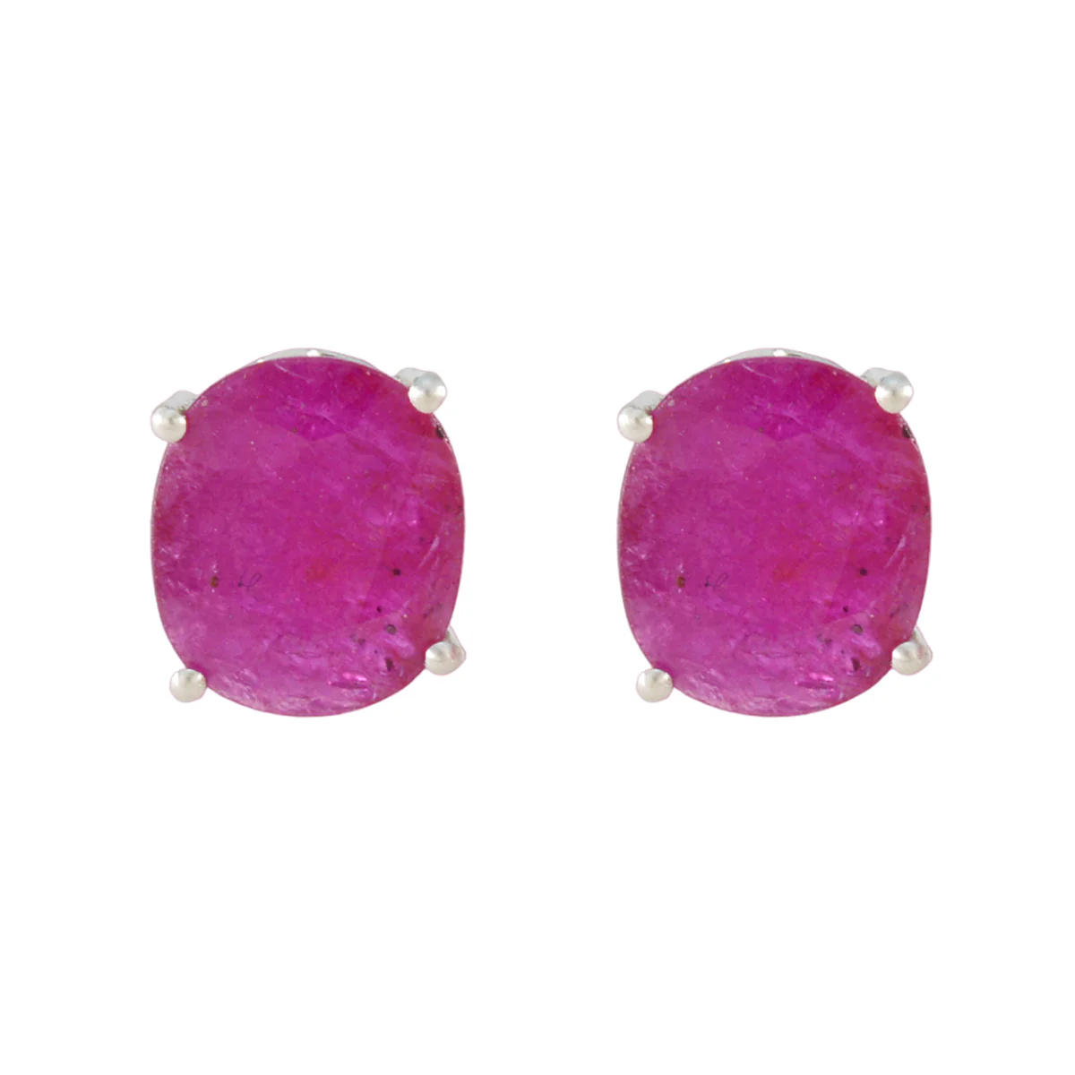 Ruby Egyptian Rosa Solitaire Stud Red 92.5 Silver Earring - Image 2