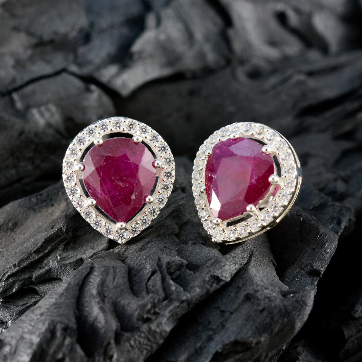 Ruby Latin American Noelia multiple Stud Red 925 Sterling Silver Earring - Image 4