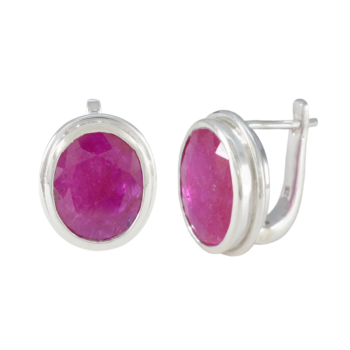 Ruby Russian Wen Solitaire Stud Red 925 Sterling Silver Earring - Image 2