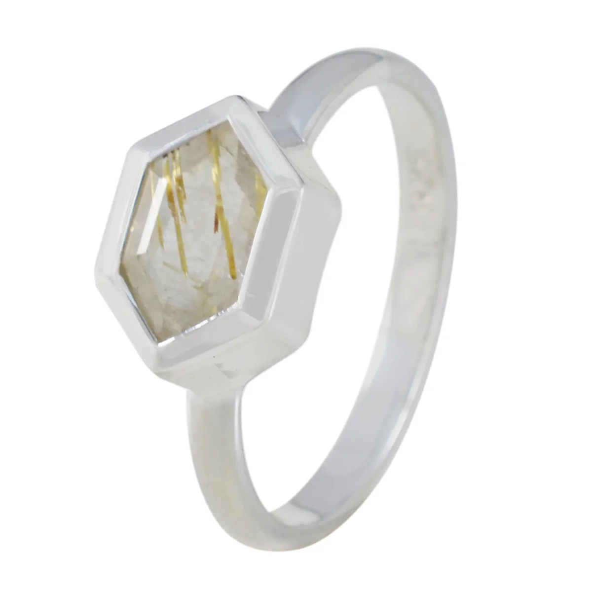 Rutile Quartz Solitaire American 925 Silver Yellow Gemstones Dainty Feminine Ring Jewelry - Image 2