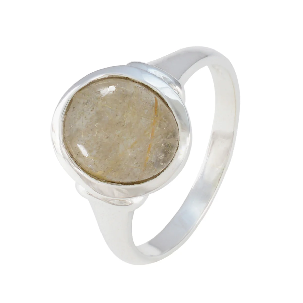 Rutile Quartz Solitaire French 925 Sterling Silver Yellow Gemstone Minimal Trendy Ring Jewellery - Image 2