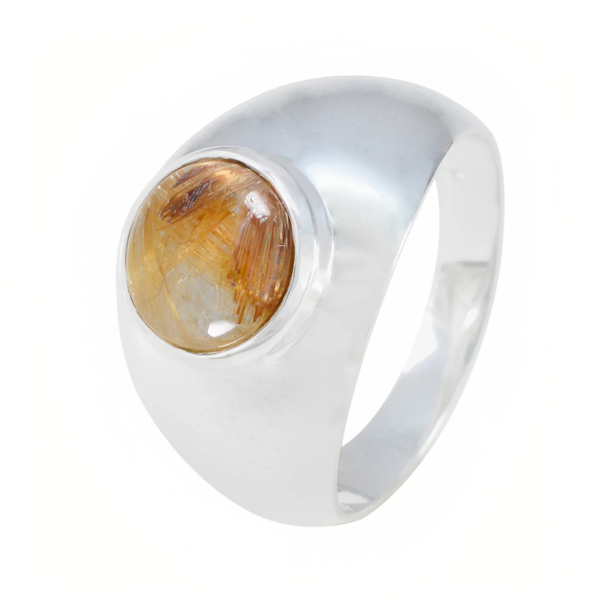 Rutile Quartz Solitaire Indian 92.5 Silver Yellow Gemstones Eye-catching Sophisticated Ring Jewellery - Image 2