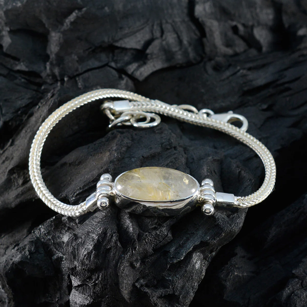 Rutile Quartz Sustainability Days Featherlight Golden 925 Silver Chain Bracelet - Image 3