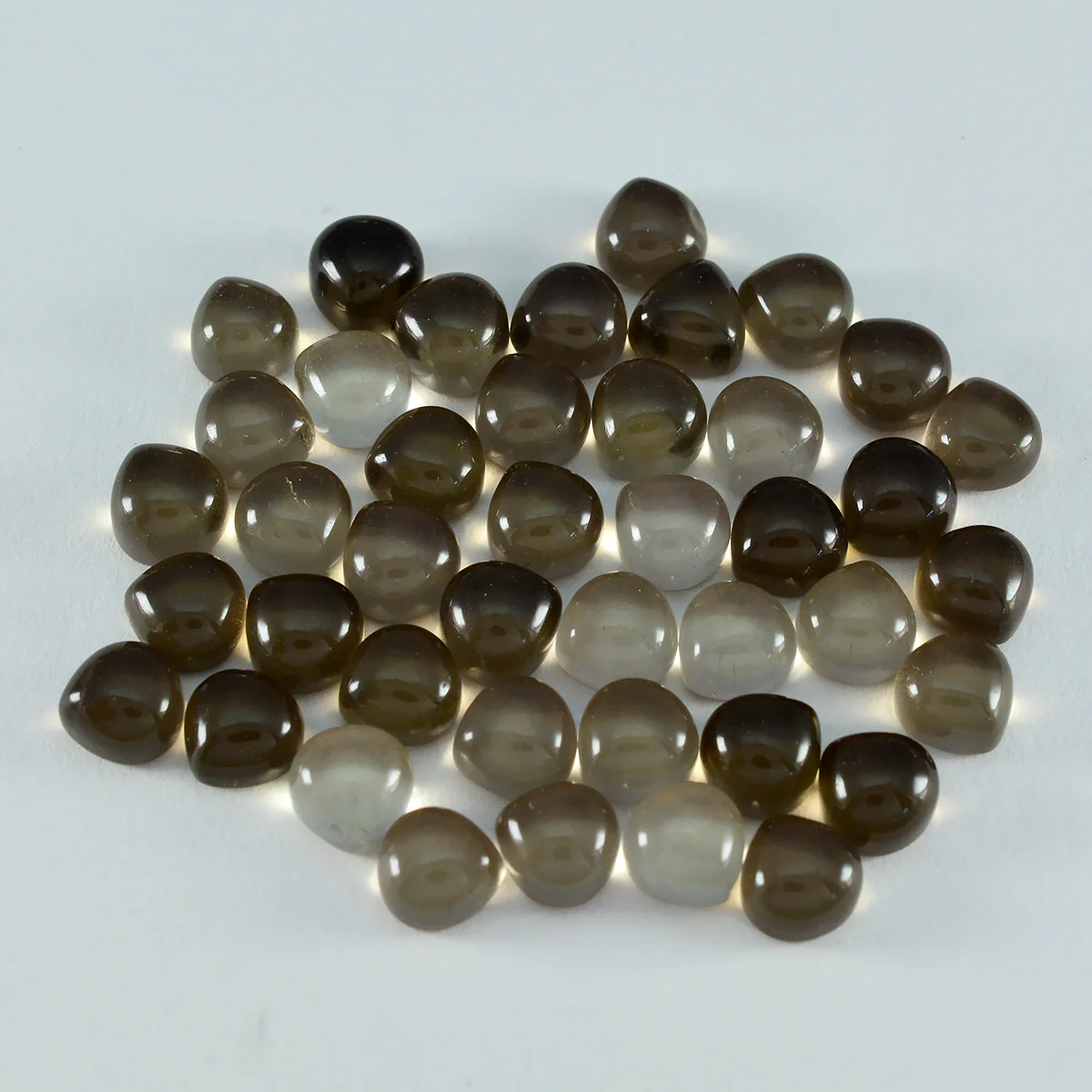 Smoky Quartz 10PC Tiny 4x4 MM Heart Cabochon Brown Shine semi Precious Loose Gems - Image 3