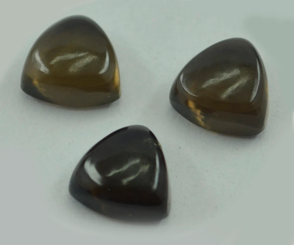 Smoky Quartz 10PC Tiny 4x4 MM Triangle Cabochon Brown Superior semi Precious Loose Gemstone - Image 3