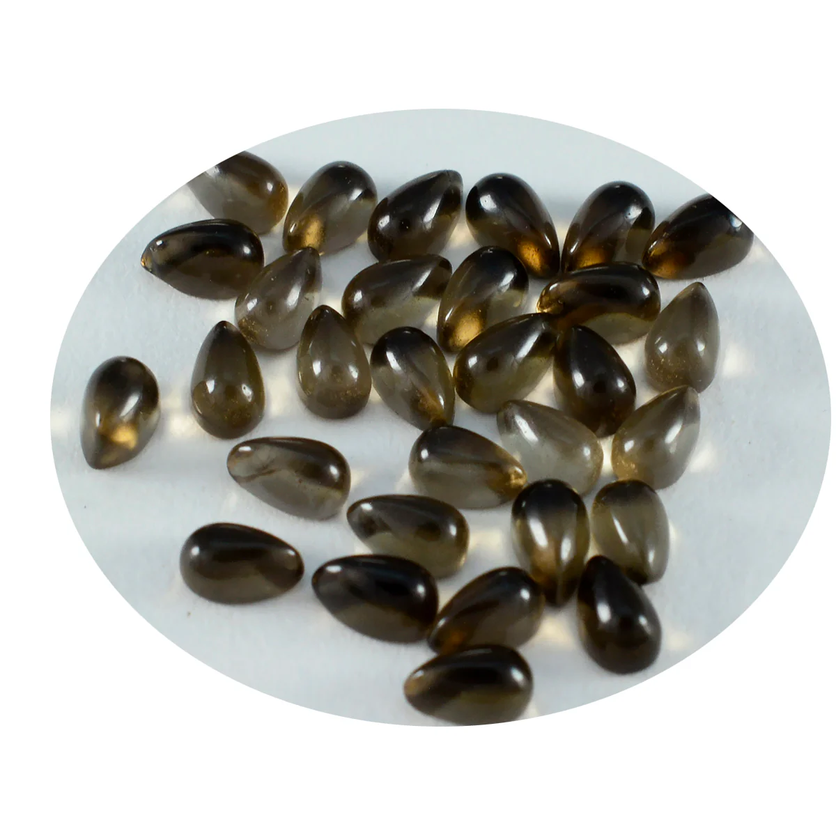 Smoky Quartz 10PC Tiny 4x6 MM Pear Cabochon Brown Brilliant semi Precious Loose Gems - Image 2