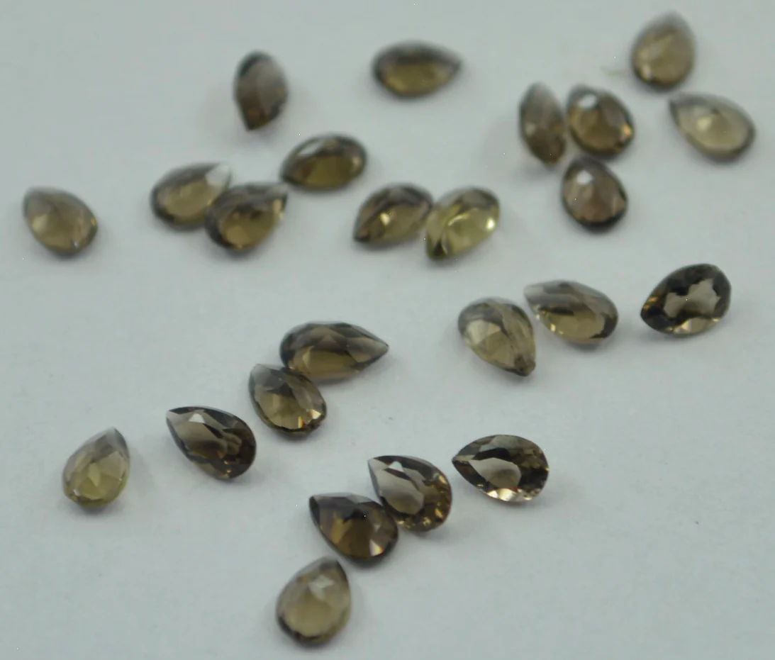 Smoky Quartz 1PC Tiny 5x7 MM Pear Faceted Brown Sparkling Semi Precious Gems - Image 3