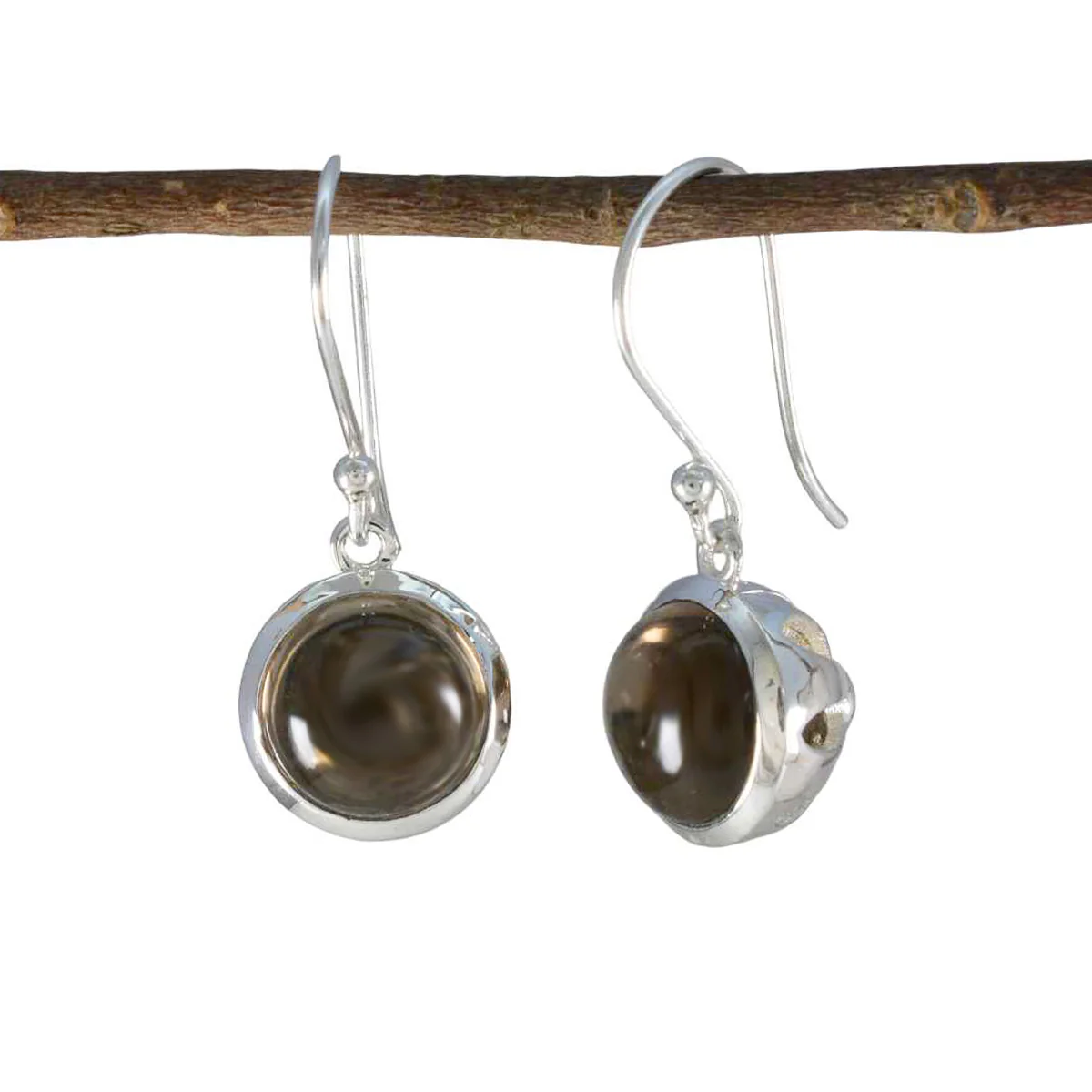 Smoky Quartz African Elena multiple Dangle Brown 925 Silver Earring