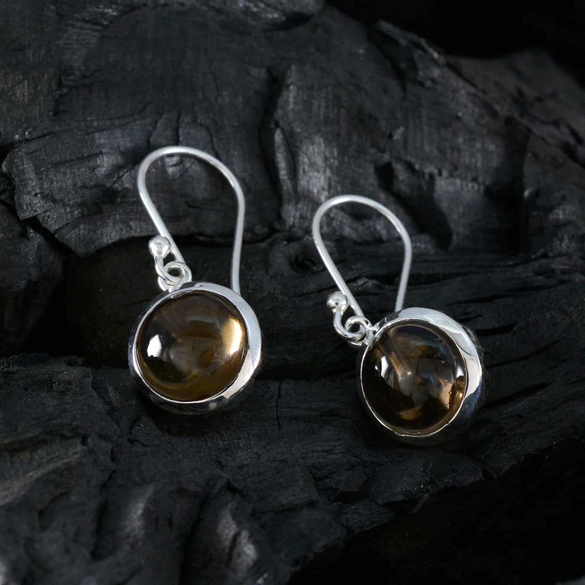 Smoky Quartz African Elena multiple Dangle Brown 925 Silver Earring - Image 2