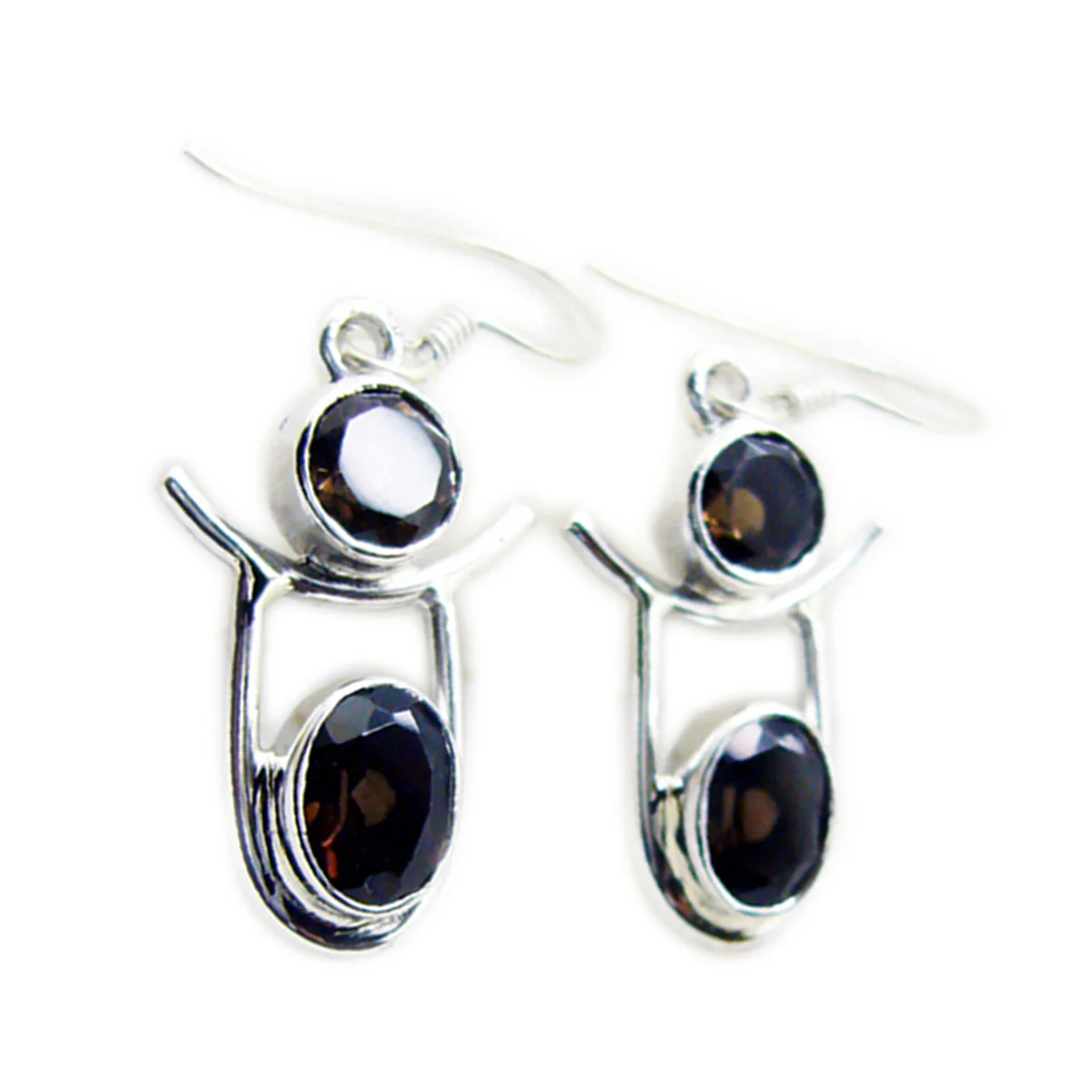 Smoky Quartz African Sophia multiple Dangle Brown 92.5 Silver Earring