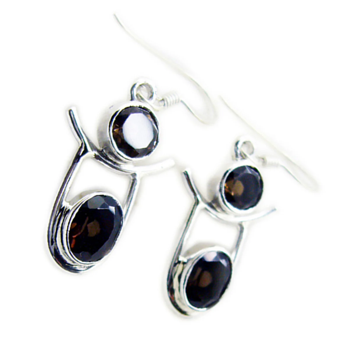 Smoky Quartz African Sophia multiple Dangle Brown 92.5 Silver Earring - Image 2