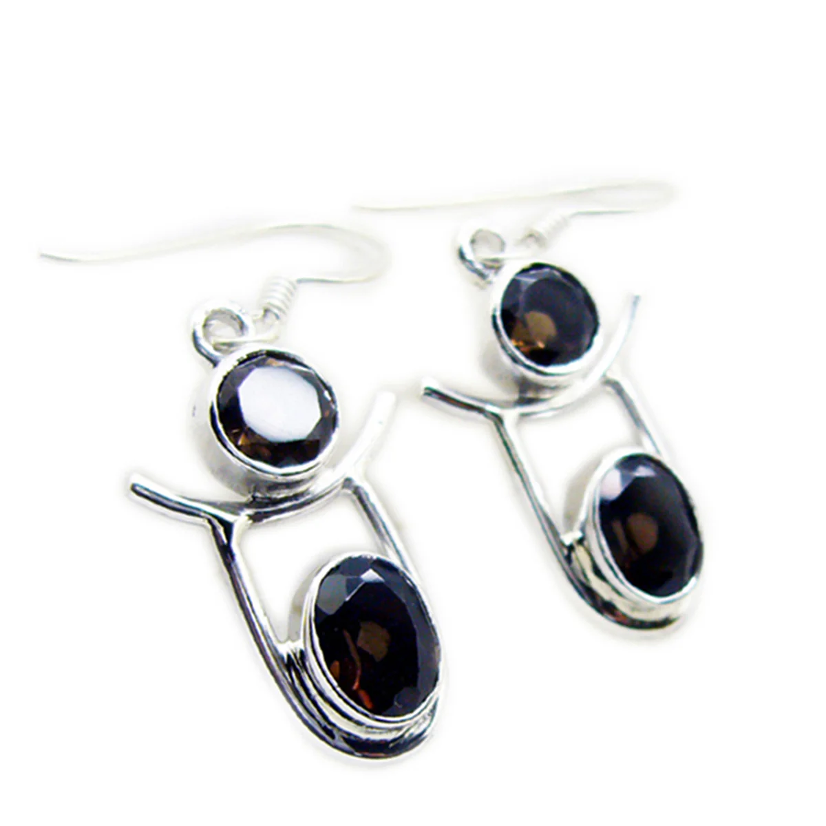 Smoky Quartz African Sophia multiple Dangle Brown 92.5 Silver Earring - Image 3
