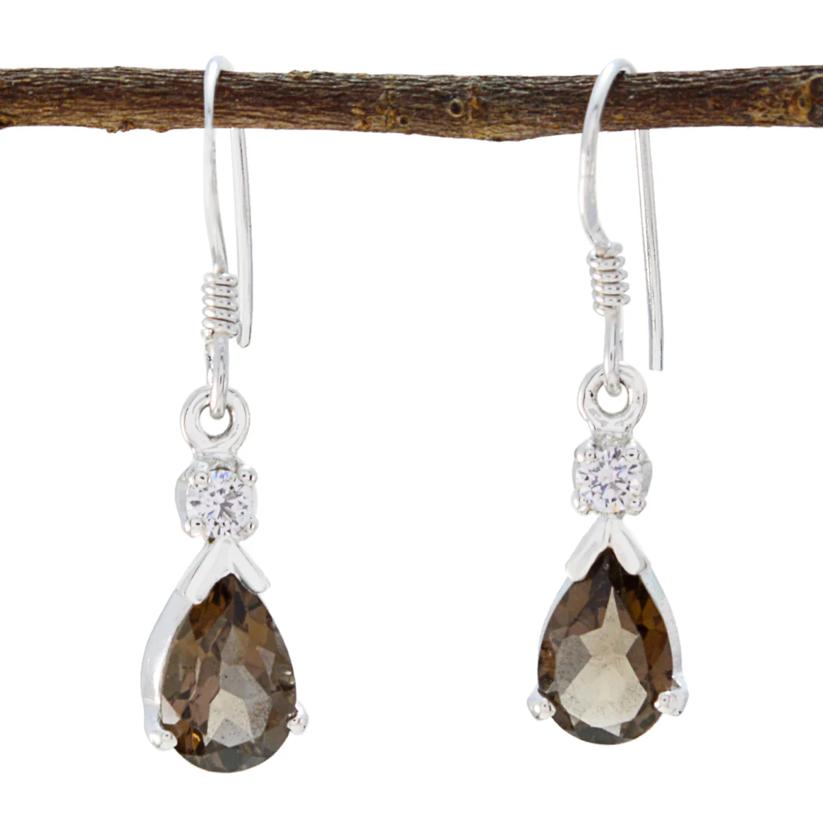Smoky Quartz American Paula multiple Dangle Brown 92.5 Silver Earring
