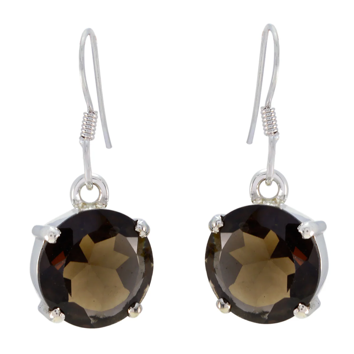 Smoky Quartz American Seo-yeon multiple Dangle Brown Silver Earring