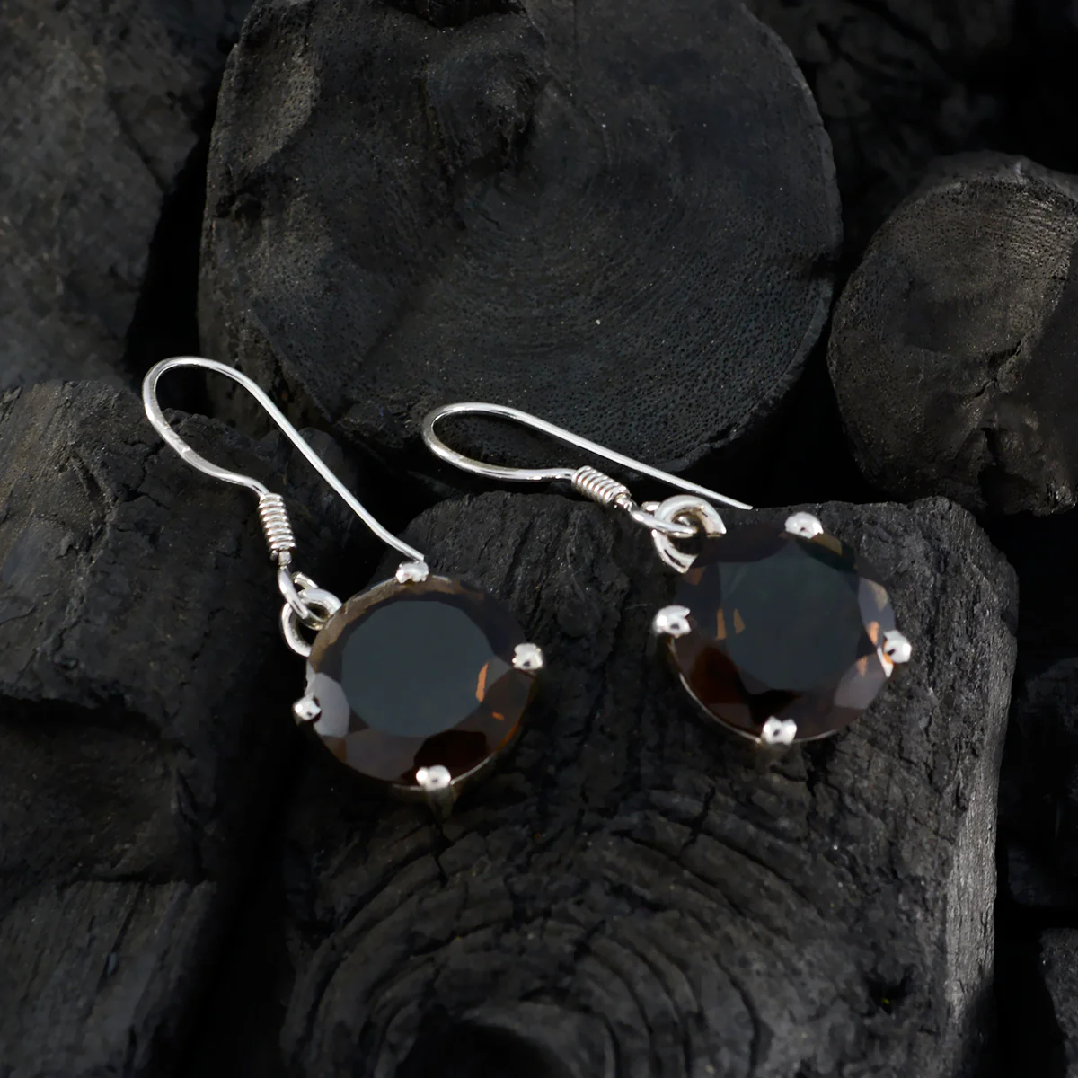 Smoky Quartz American Seo-yeon multiple Dangle Brown Silver Earring - Image 4