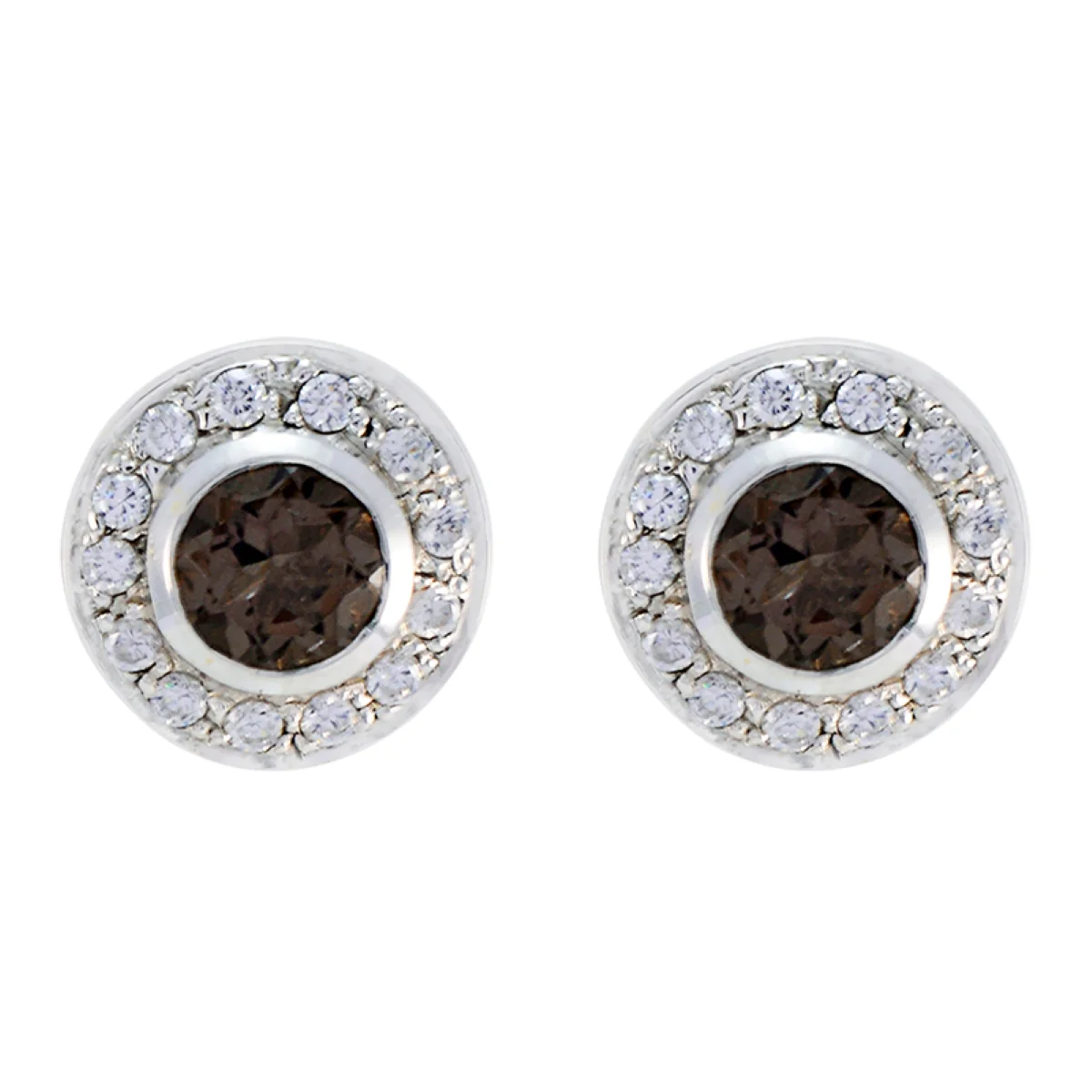 Smoky Quartz Australian Clara multiple Stud Brown 925 Sterling Silver Earring