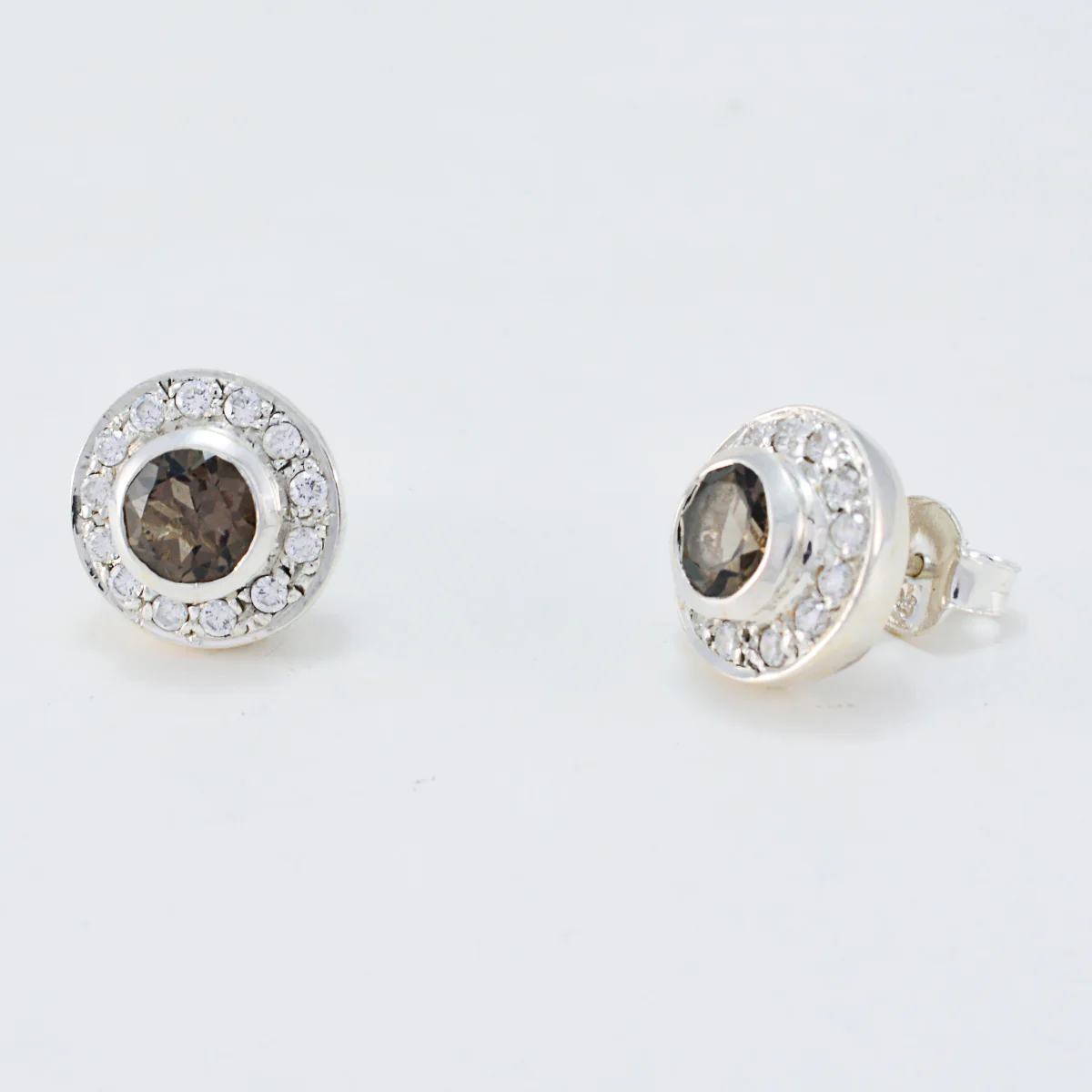 Smoky Quartz Australian Clara multiple Stud Brown 925 Sterling Silver Earring - Image 3