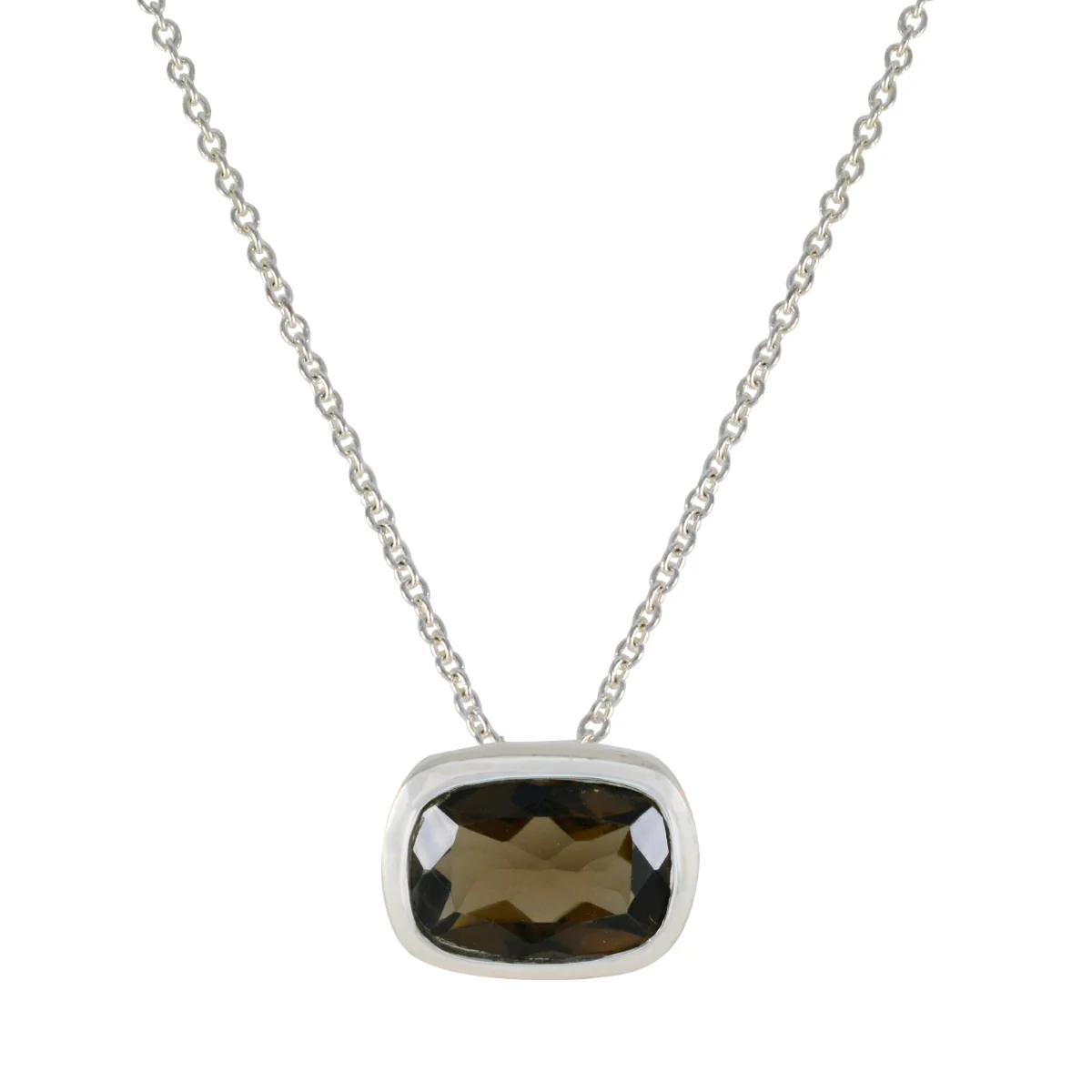 Smoky Quartz Classic German Silver Solitaire Amelia Cocktail Brown Pendant Jewelry